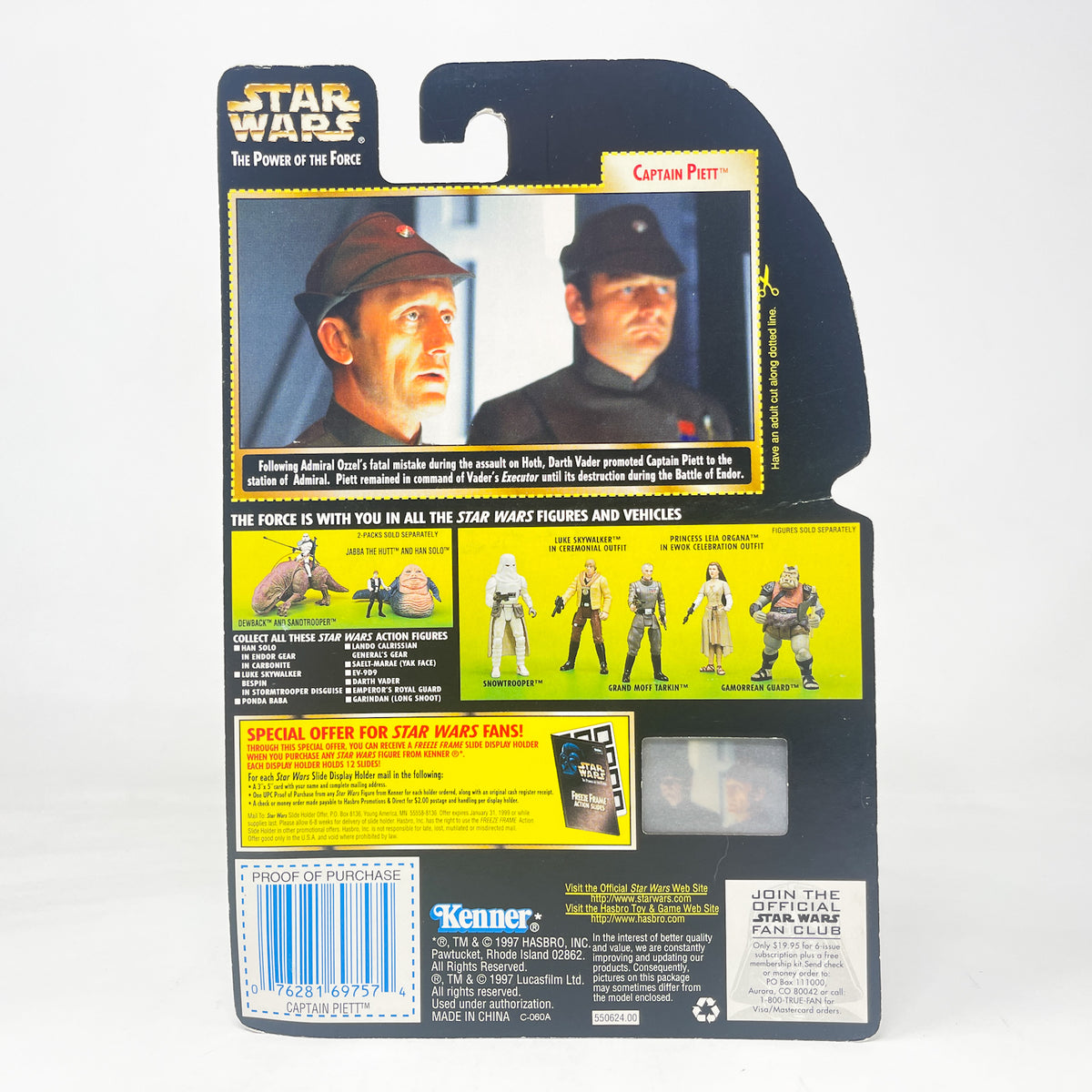 Captain Piett (with Blaster Rifle and Pistol — Error Card) – Hasbro Star Wars Power of the Force (1998)