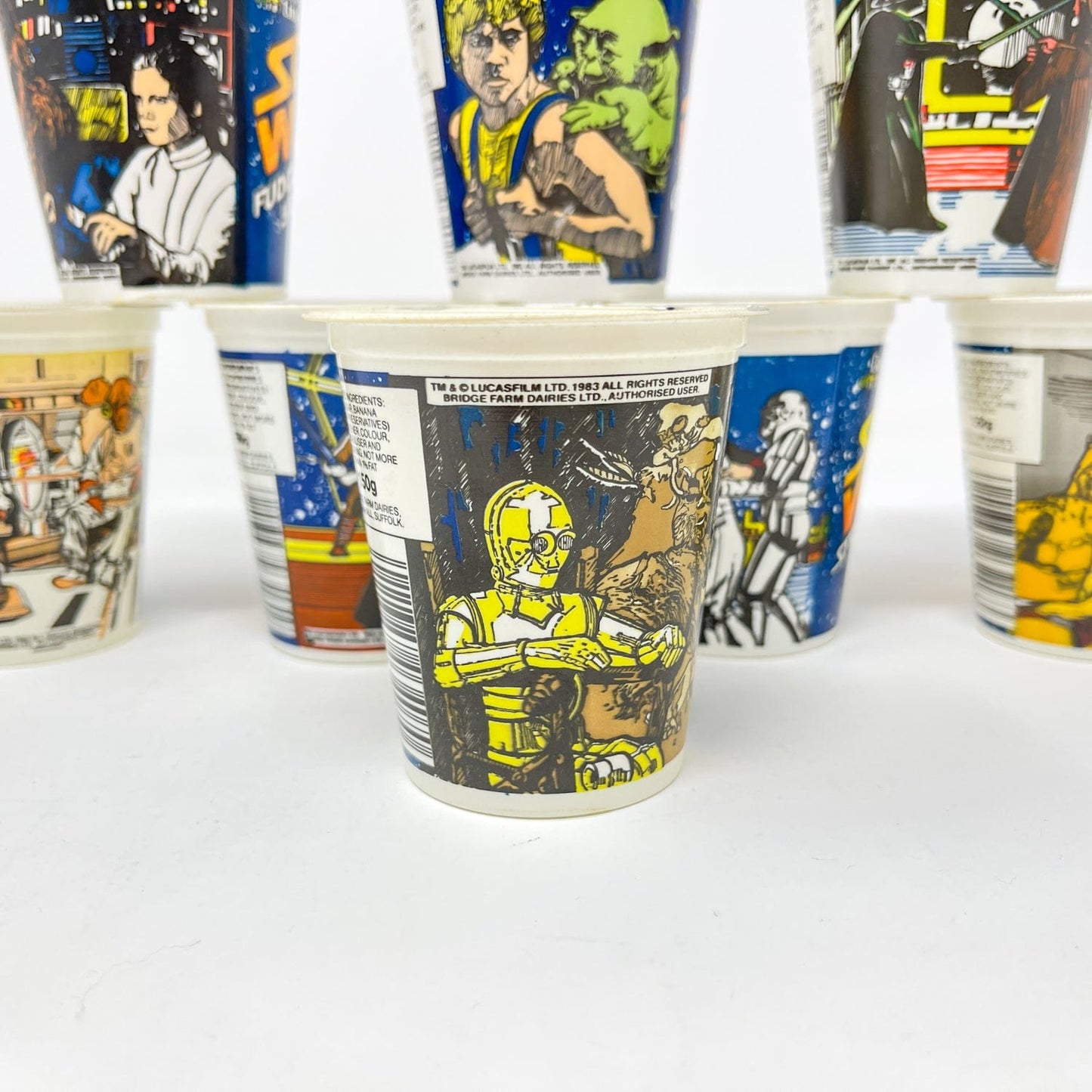Vintage Coca-Cola Star Wars Non-Toy Dairy Time Yoghurt Pots - UK - Complete set of 8