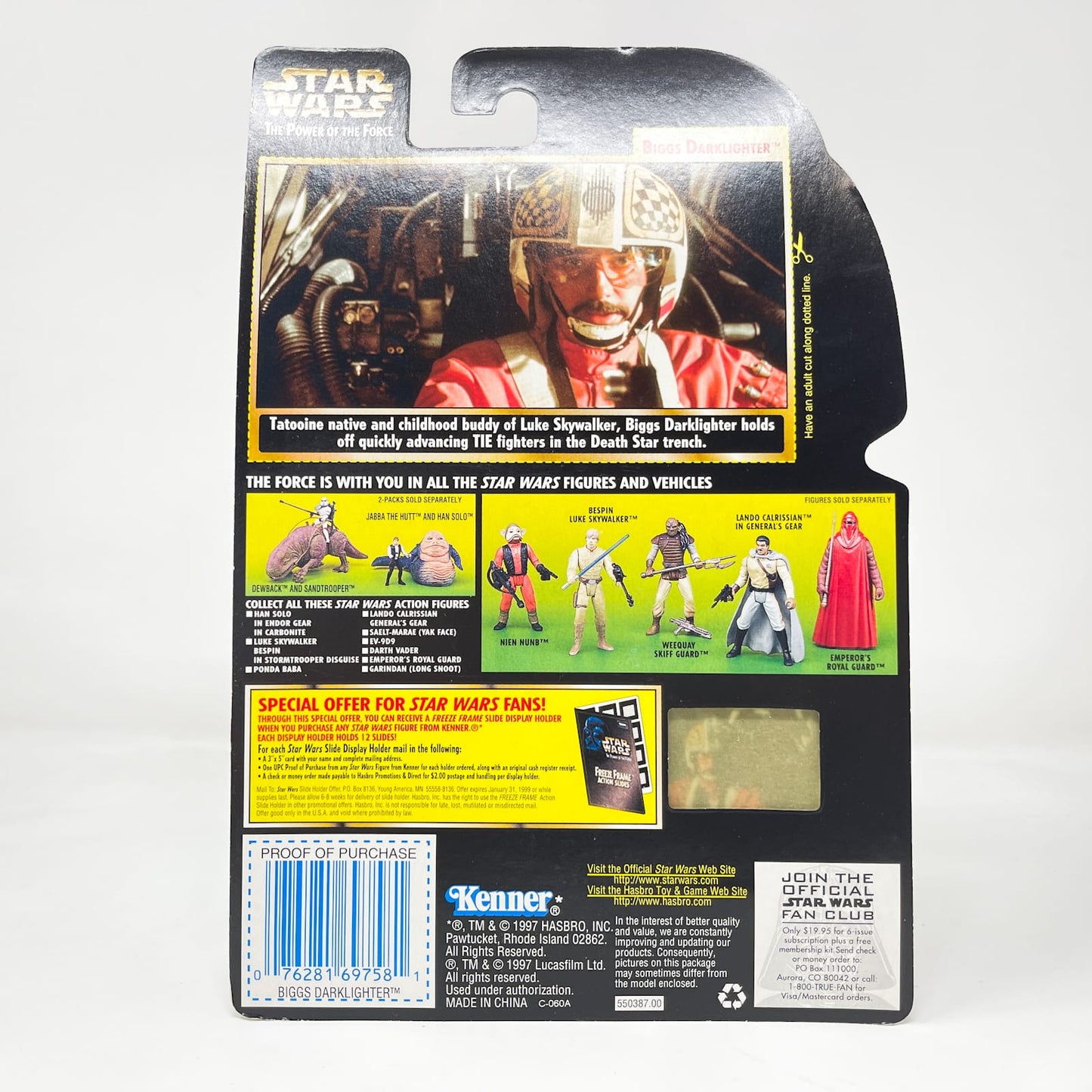 Vintage Hasbro Star Wars Mid MOC Biggs Darklighter (with Blaster Pistol) – Hasbro Star Wars Power of the Force (1998)