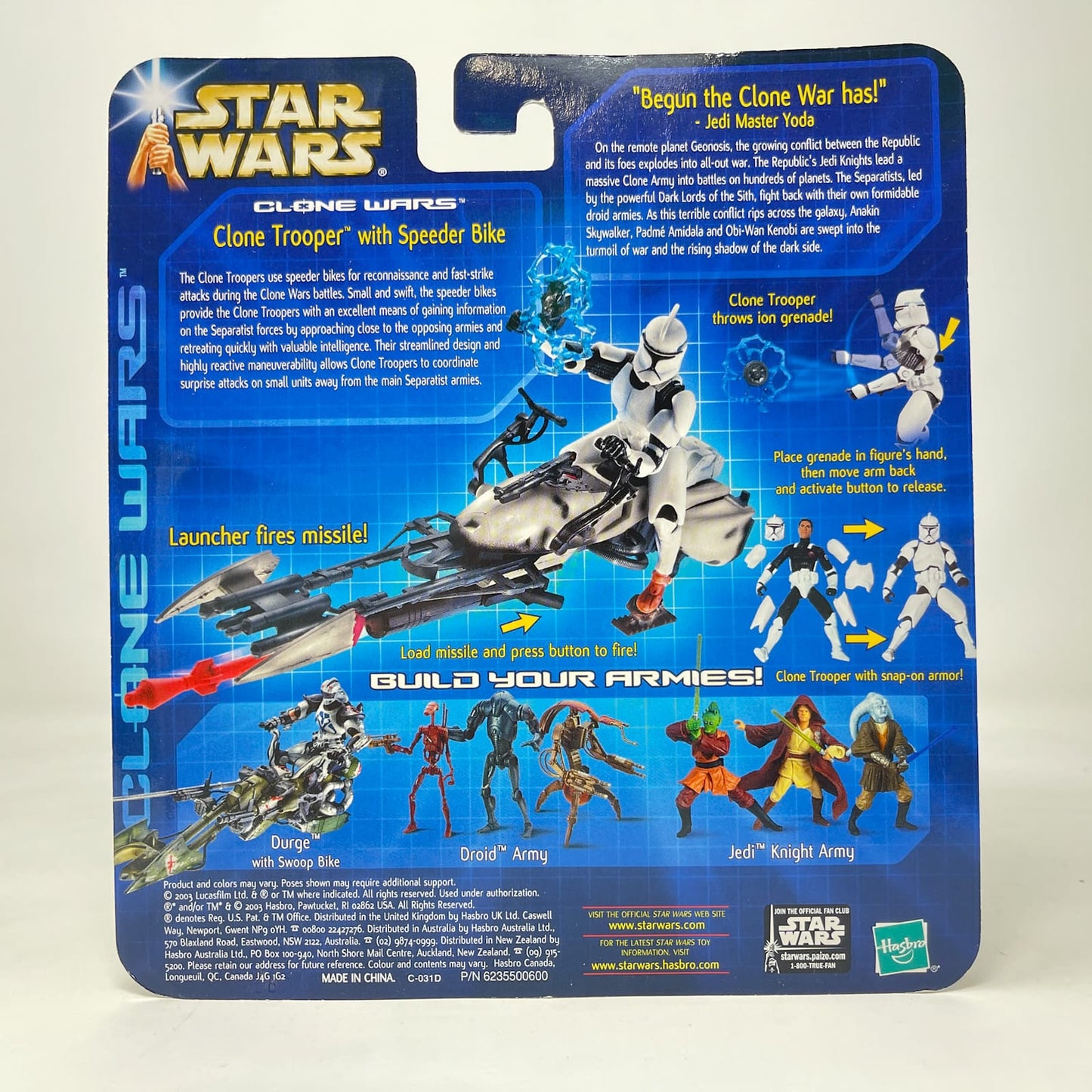 Vintage Hasbro Star Wars Mid MOC Clone Trooper with Speeder Bike - Hasbro Clone Wars Animated (2003)