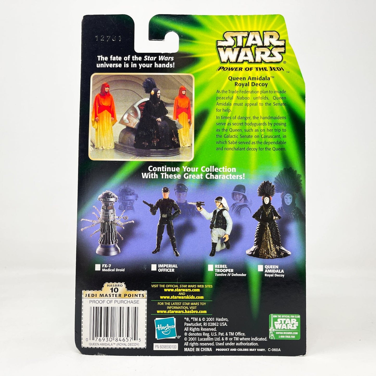 Vintage Hasbro Star Wars Mid MOC Queen Amidala (Royal Decoy) - Hasbro Power of the Jedi POTJ (2001)