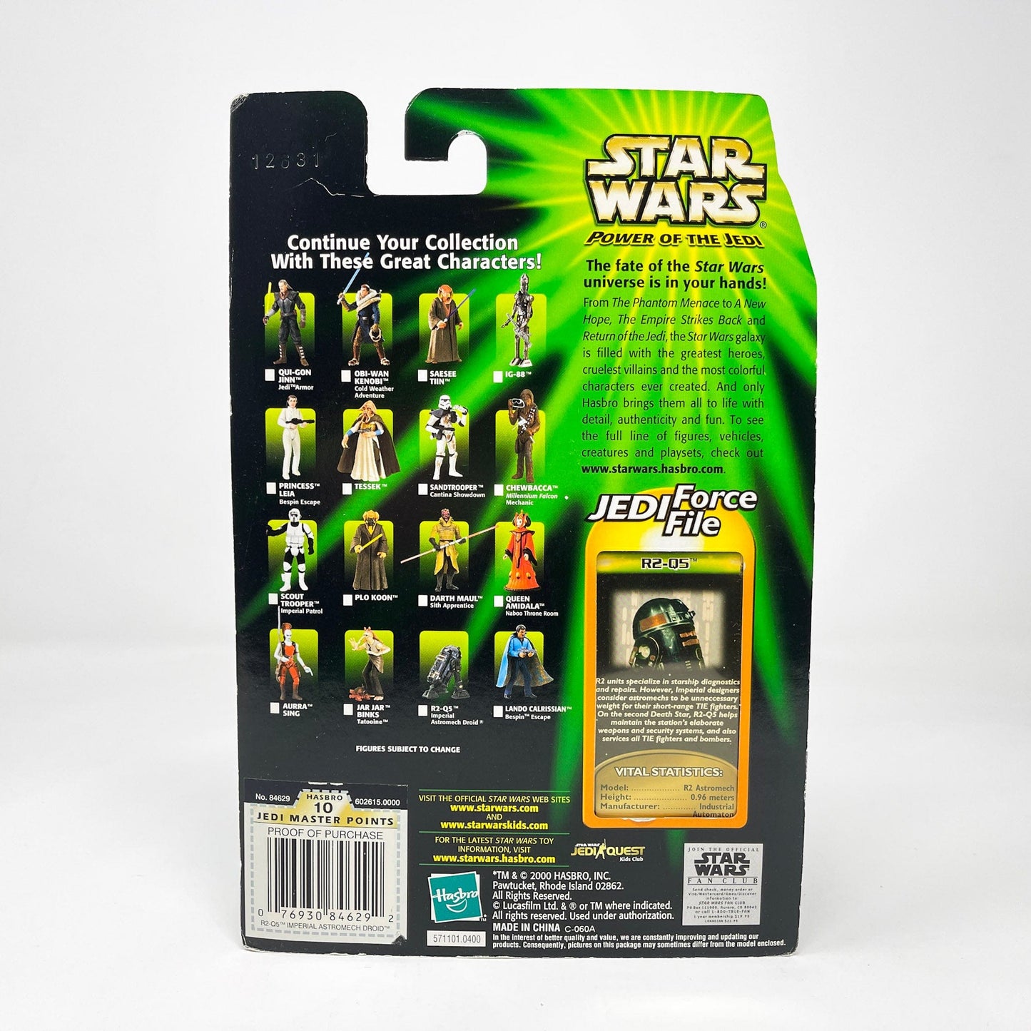 Vintage Hasbro Star Wars Mid MOC R2-Q5 Astromech w/ Hologram Deathstar - Hasbro Power of the Jedi (POTJ) Star Wars Action Figure