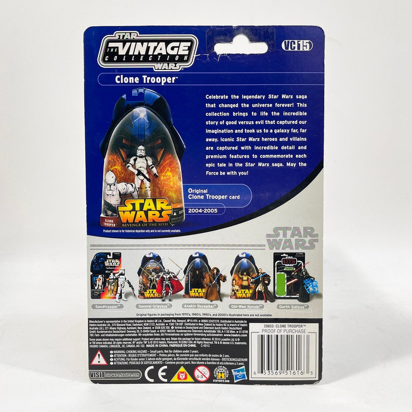 Vintage Hasbro Star Wars Vintage Collection Carded VC015 Clone Trooper (2010) - Foil Card Back - The Vintage Collection