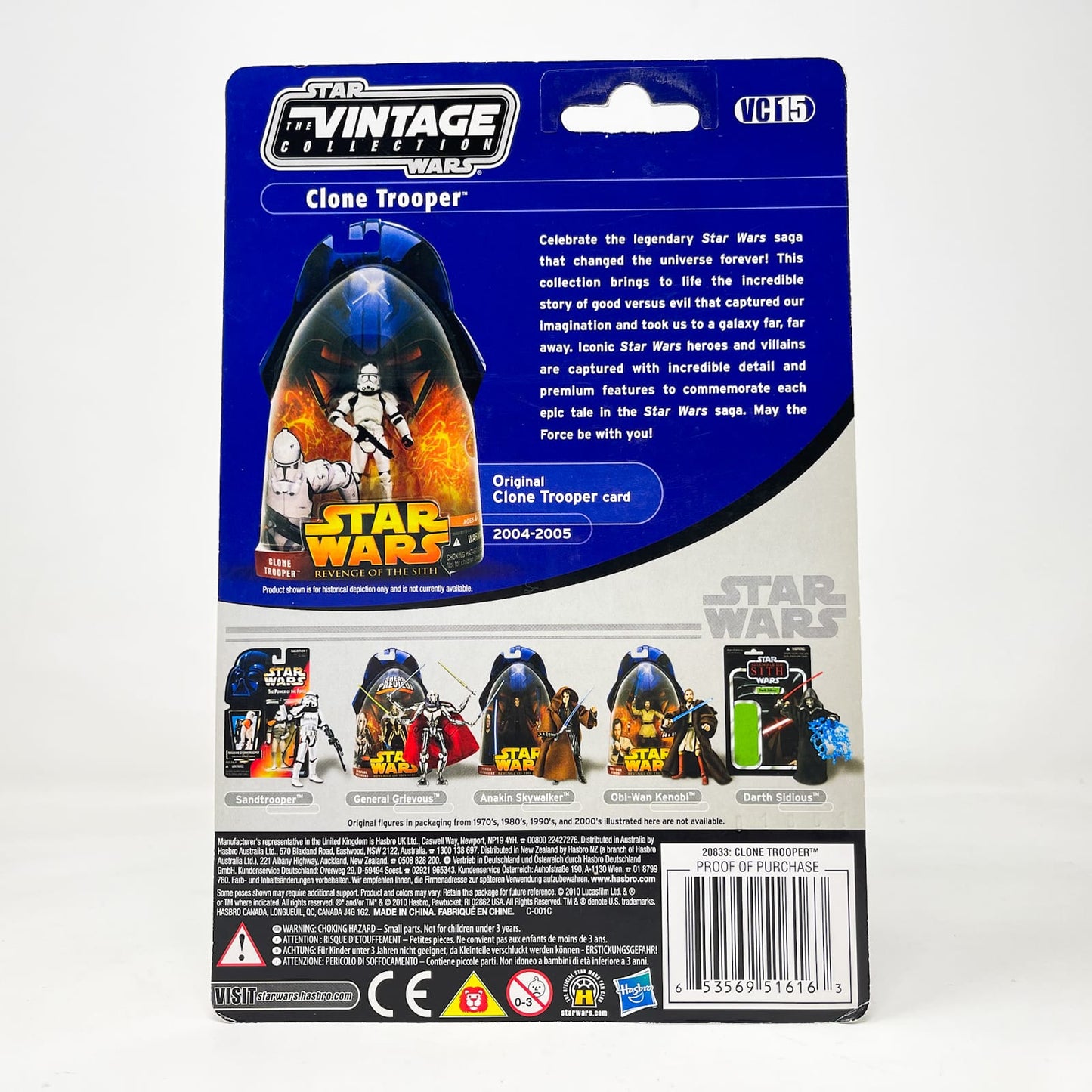 Vintage Hasbro Star Wars Vintage Collection Carded VC015 Clone Trooper (2010) - Foil Card Back - The Vintage Collection