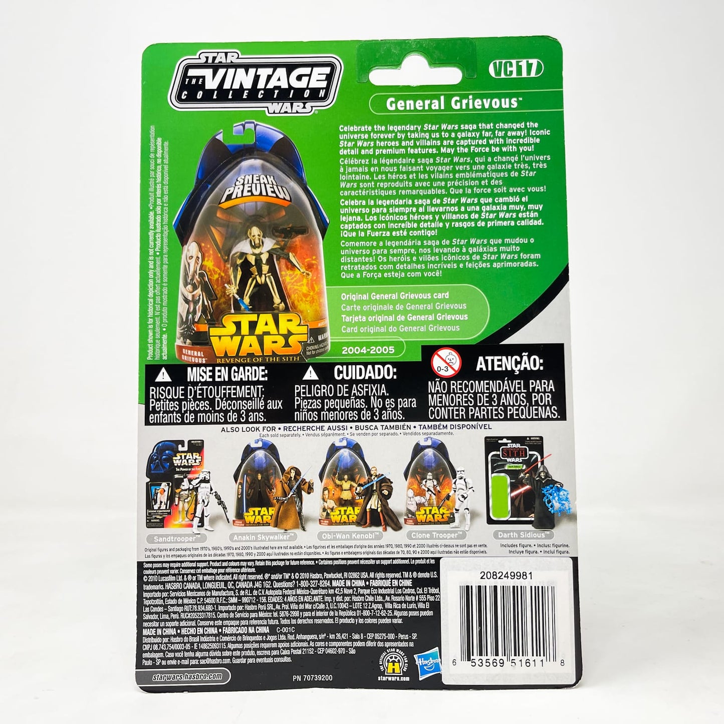 Vintage Hasbro Star Wars Vintage Collection Carded VC017 General Grievous FOIL - Canadian Cardback - Hasbro Vintage Collection (2010)