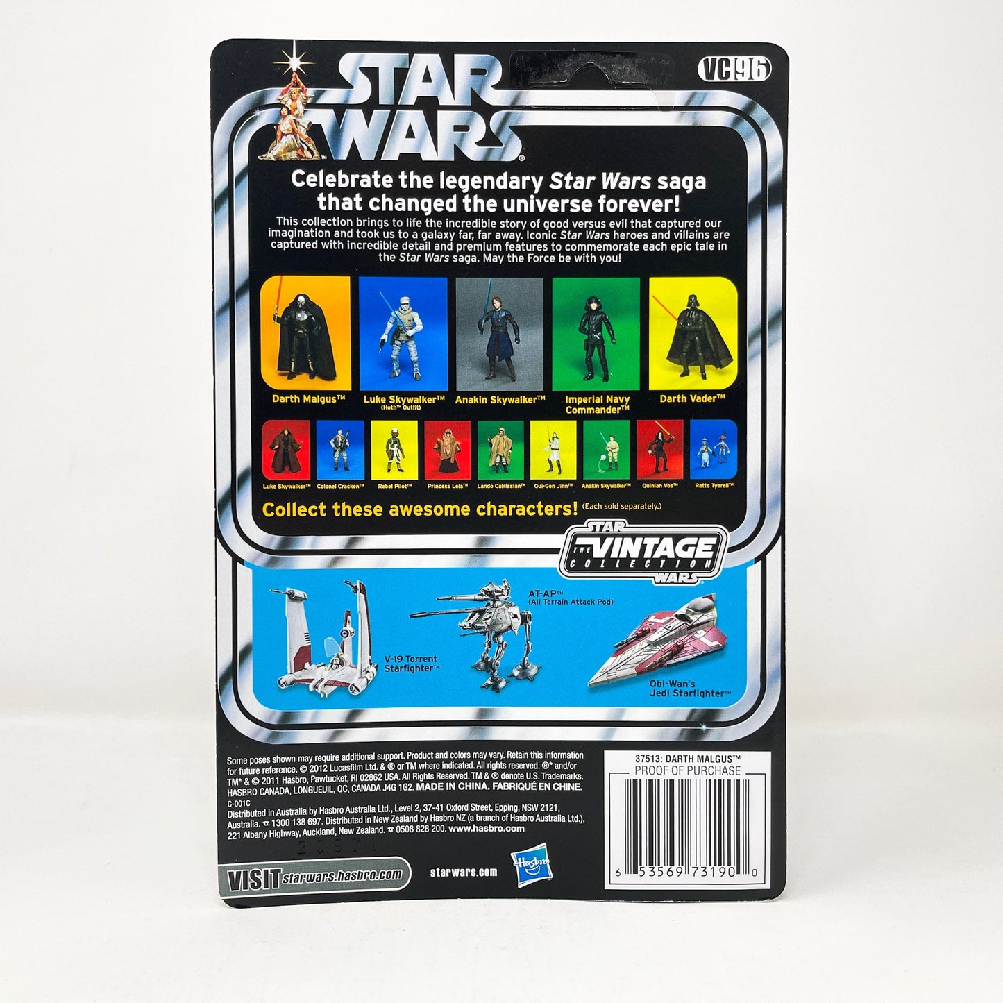 Vintage Hasbro Star Wars Vintage Collection Carded VC096 Darth Malgus - KOTOR (2012) Unpunched - The Vintage Collection Hasbro Star Wars