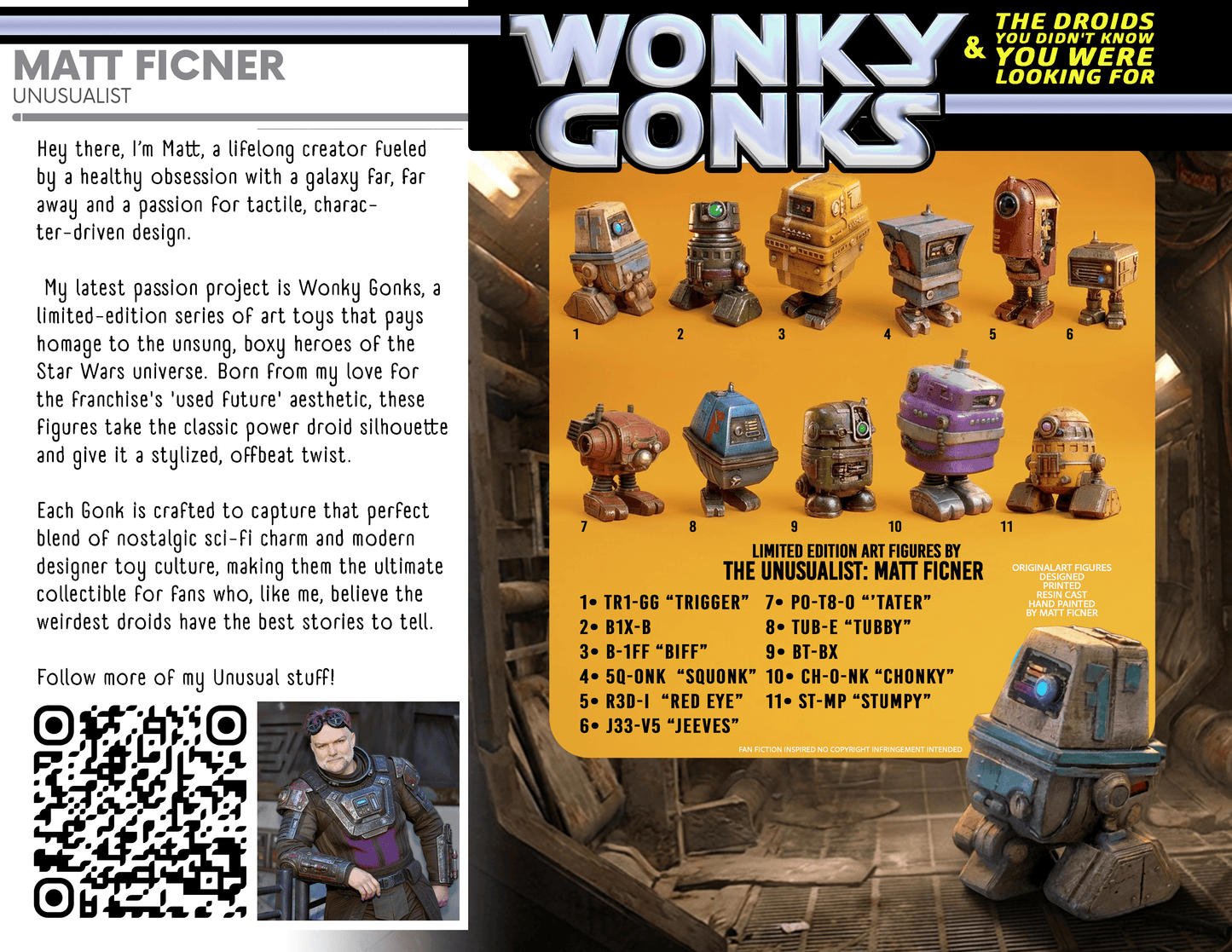 Vintage Matt Ficner Star Wars Customs Custom Figure – Wonky Gonks TUB-E "Tubby" 3.75" Action Figure Star Wars