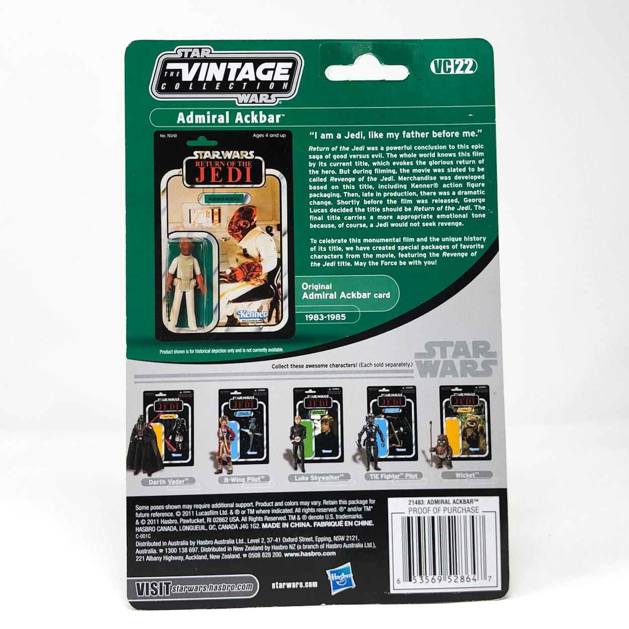 Vintage Hasbro Star Wars Modern MOC VC022 Admiral Ackbar (Revenge of the Jedi) SDCC Exclusive - The Vintage Collection Hasbro Star Wars