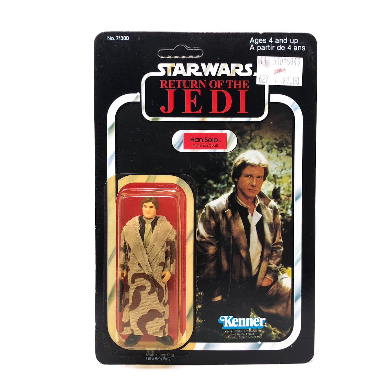 Vintage Star Wars Han Solo Trench Coat 77 Back - Mint on Card Vintage Star Wars Han Solo Trench Coat 77 Back - Mint on Card