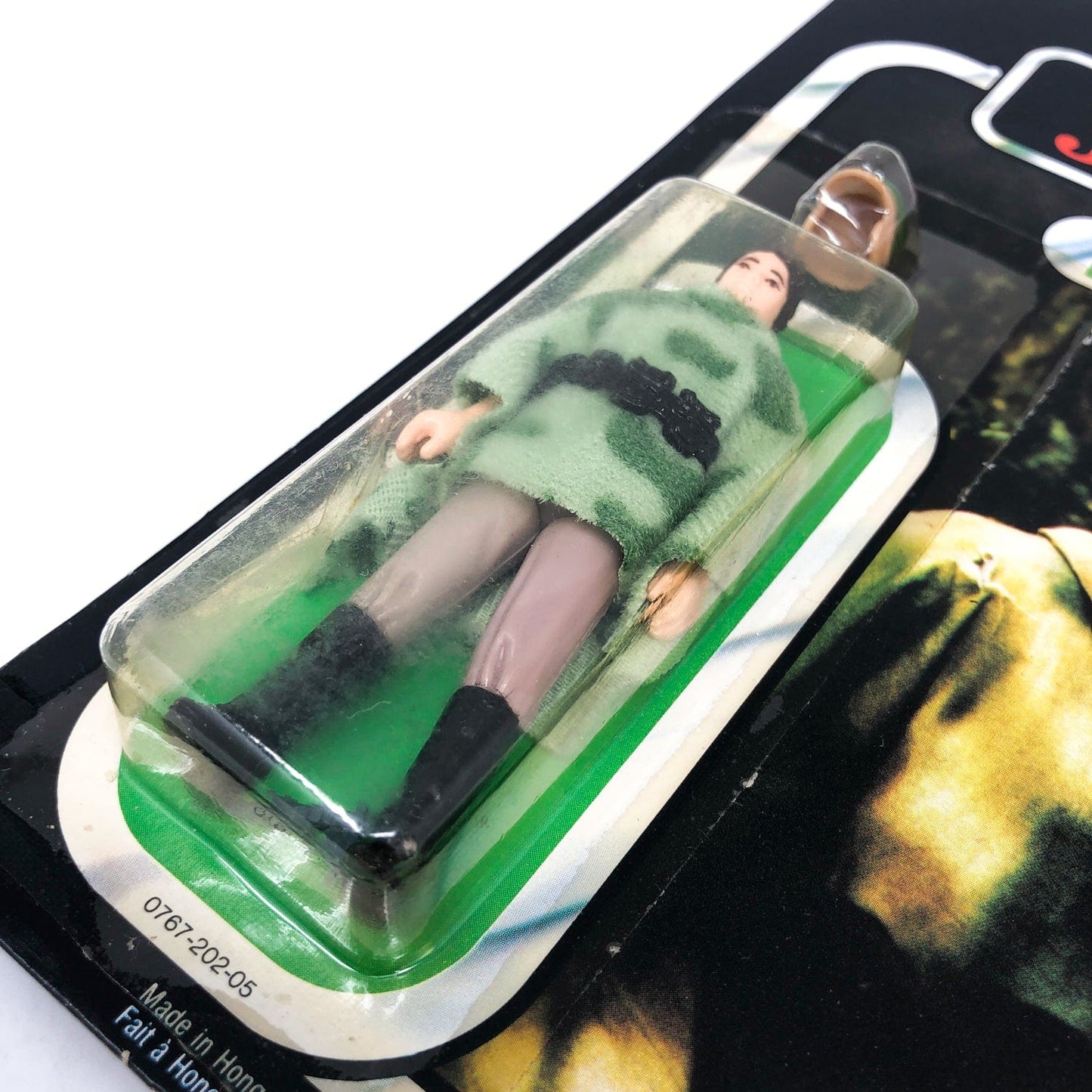 Vintage Kenner Star Wars MOC Leia in Combat Poncho (Endor) 77A Canadian - Mint on Card