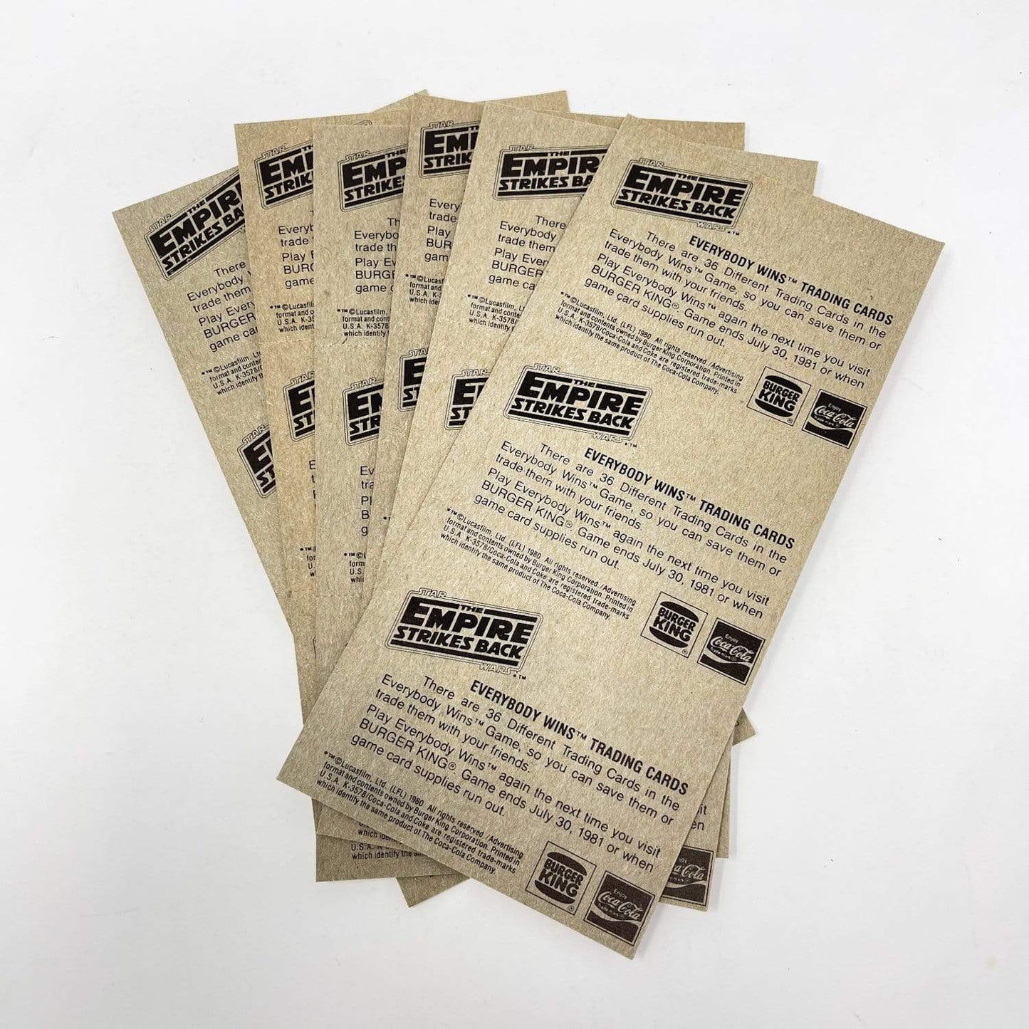 Vintage Burger King Star Wars Food Burger King Trading Cards - Complete Set of Uncut Sheets (1981)
