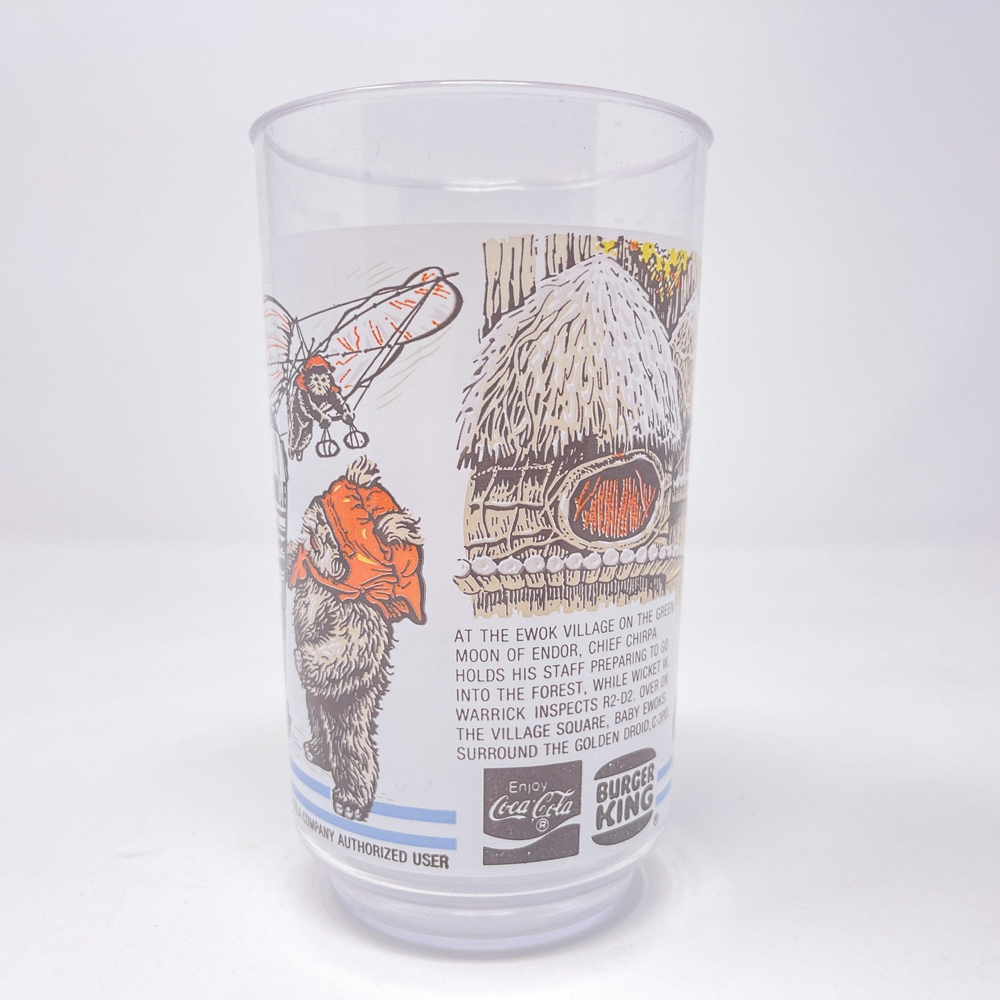 Vintage Coca-Cola Star Wars Non-Toy Burger King Massachusetts ROTJ Plastic Cup - Ewoks
