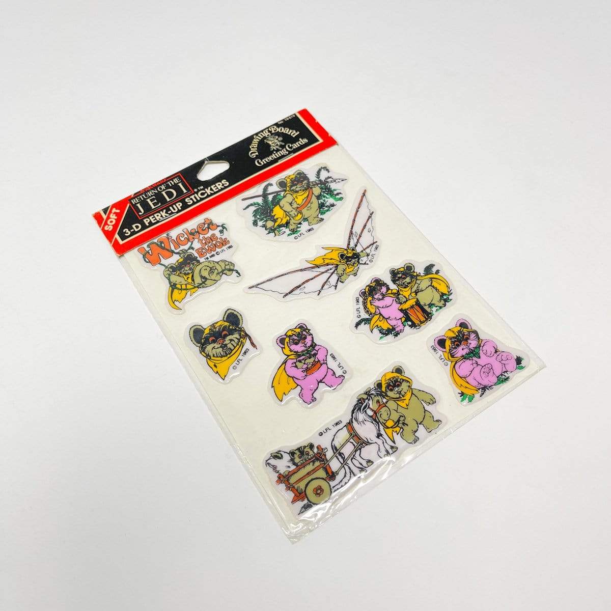 Vintage Drawing Board Star Wars Non-Toy Wicket The Ewok 3-D Perk Up Stickers SEALED (1983)