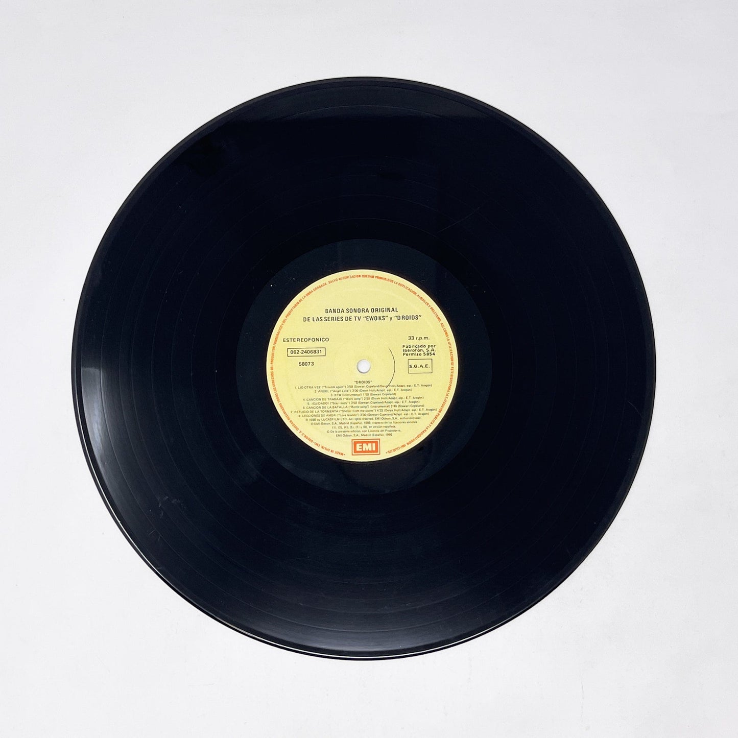 Vintage EMI Star Wars Vinyl DROIDS and EWOKS Cartoon Theme 12" Record - Spain (1986)