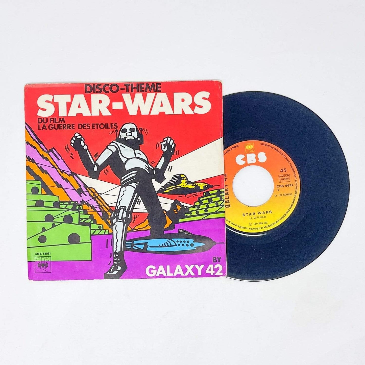 Vintage Foreign Vinyl Star Wars Non-Toy Star Wars Disco Theme 7" Record - Galaxy 42 - France (1977)