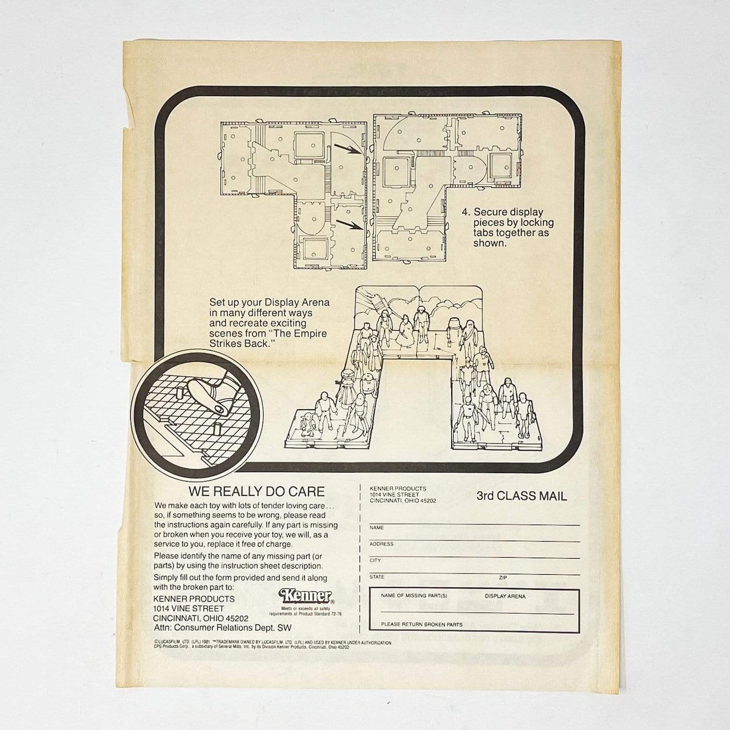 Vintage Kenner Star Wars Paper ESB Display Arena (Mail-Away) Instructions