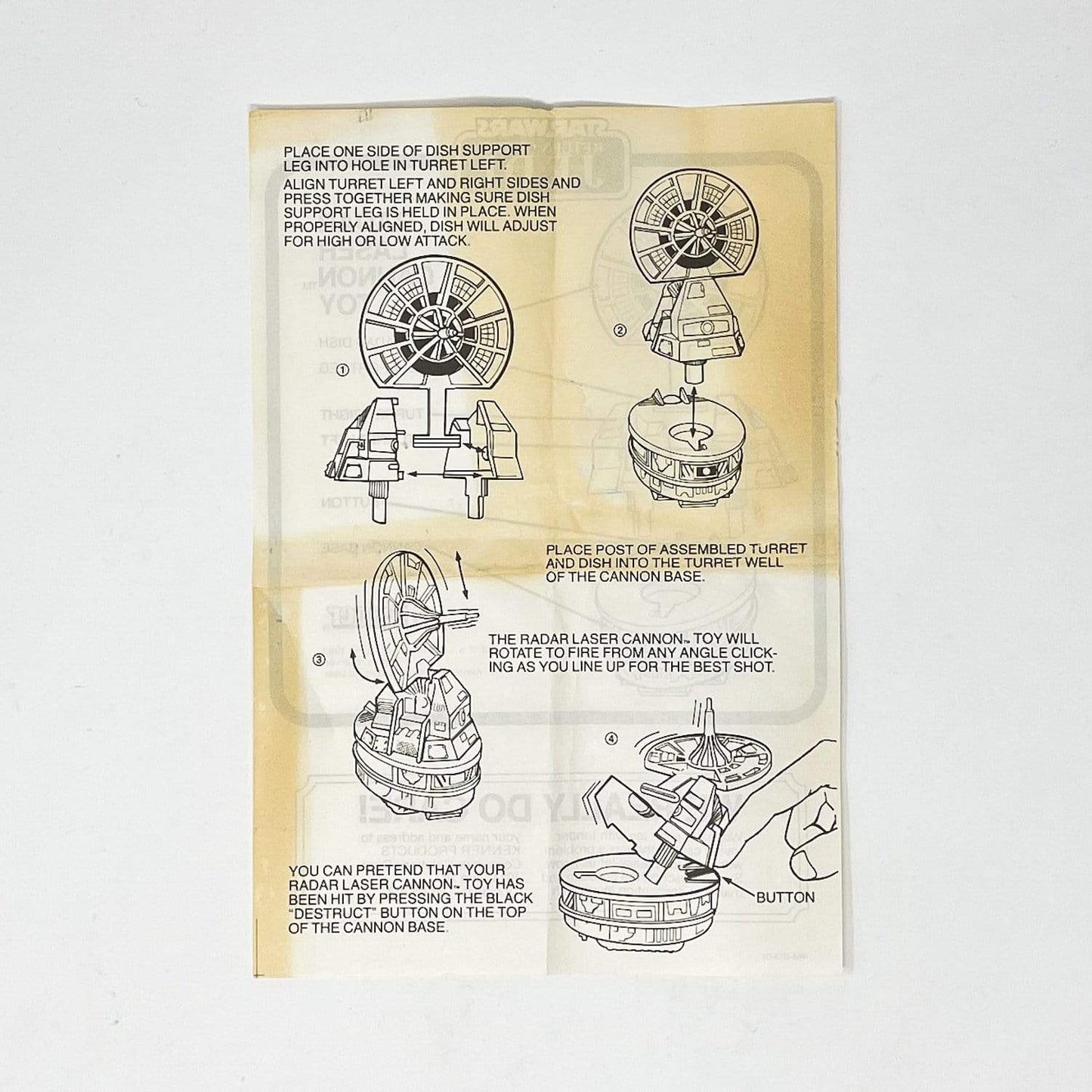Vintage Kenner Star Wars Paper ESB & ROTJ Radar Laser Cannon Mini-Rig Instructions