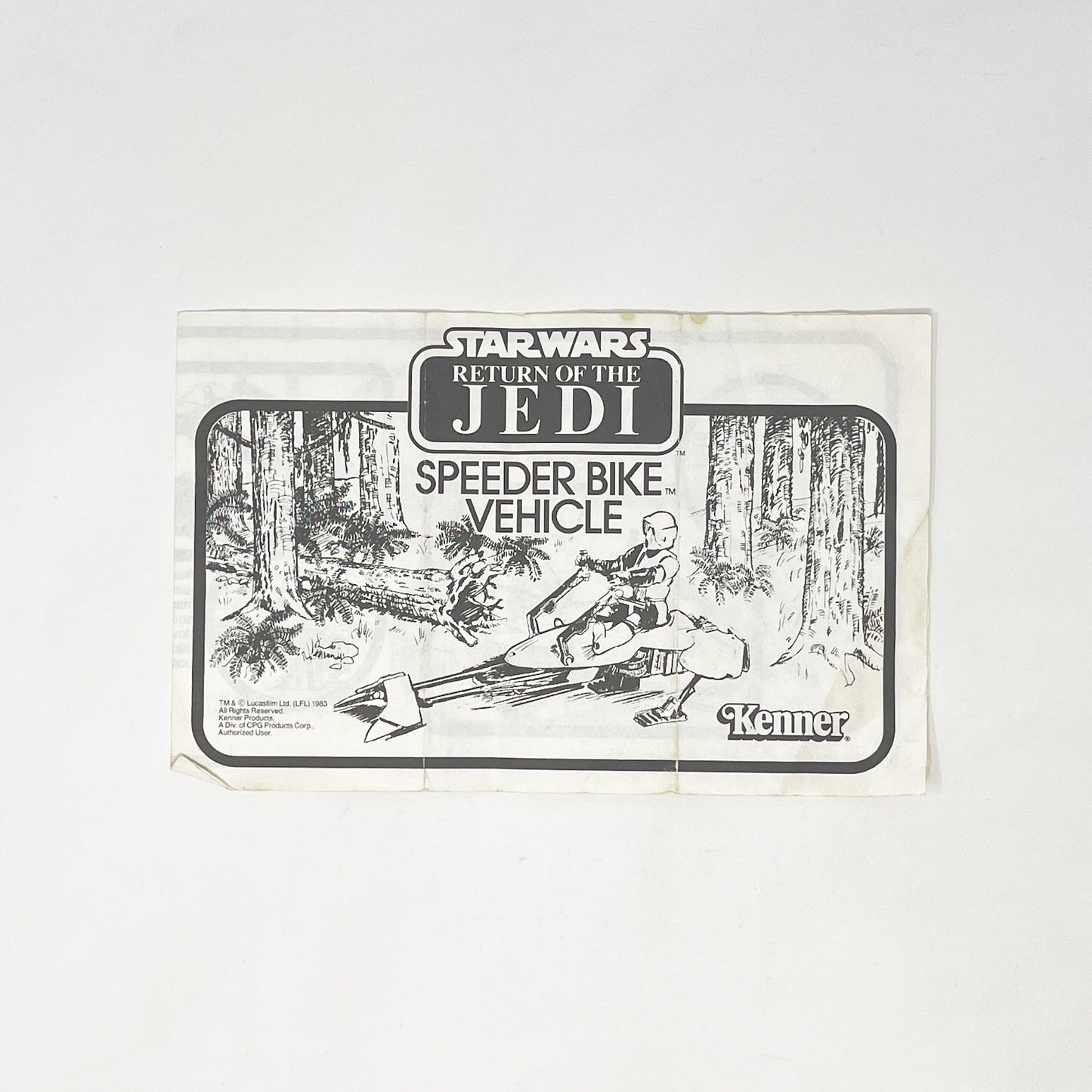 Vintage Kenner Star Wars Paper ROTJ Speeder Bike Vehicle Instructions