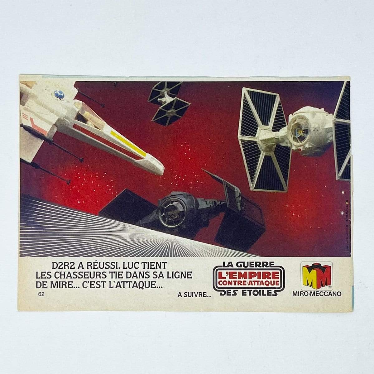 Vintage Meccano Star Wars Ads Meccano ESB Story Print Ad - X-Wings & TIEs - France (1980)