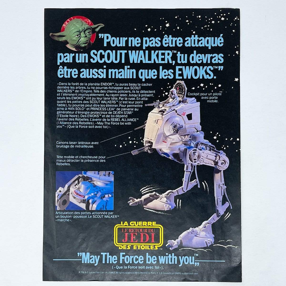 Vintage Meccano Star Wars Ads Meccano ROTJ AT-ST Print Ad - France (1983)