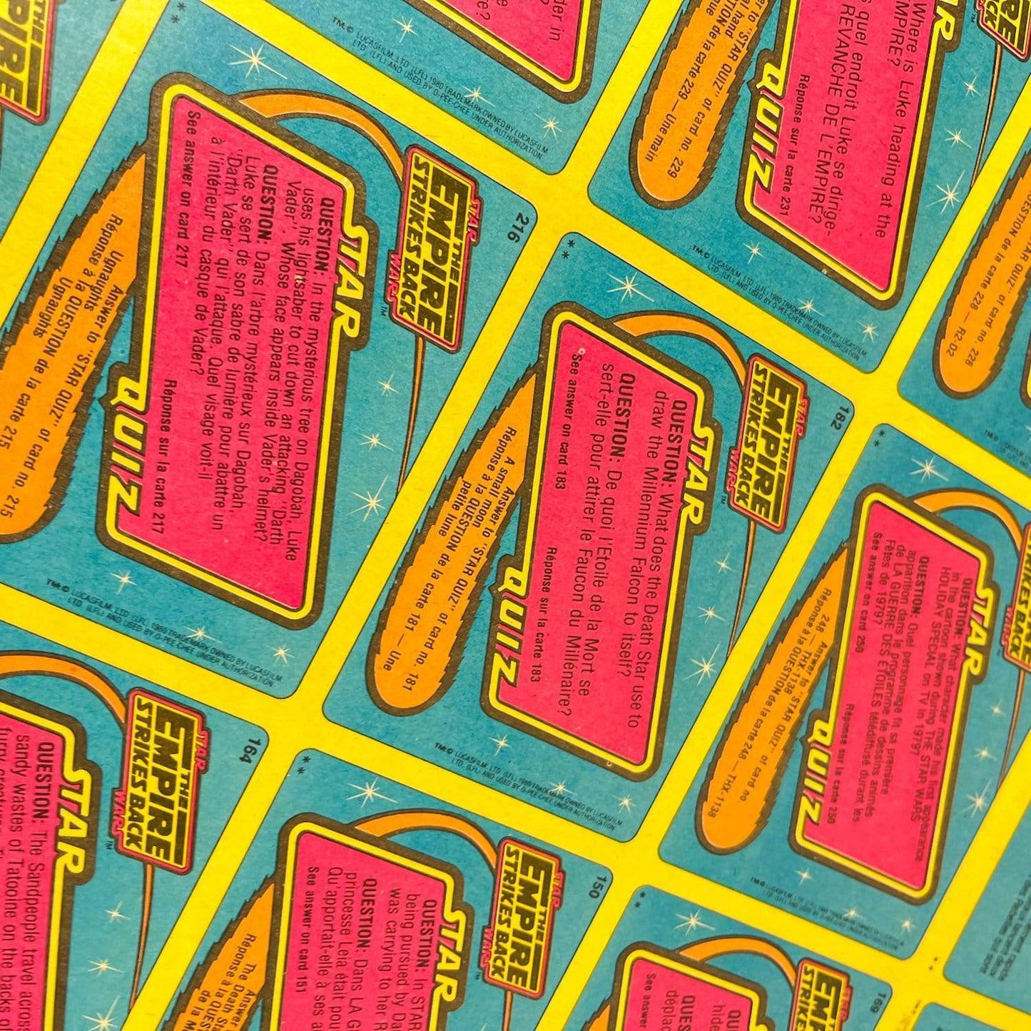 Vintage O-Pee-Chee Star Wars Trading Cards O-Pee-Chee Empire Strikes Back Series 2 - Uncut Sheet