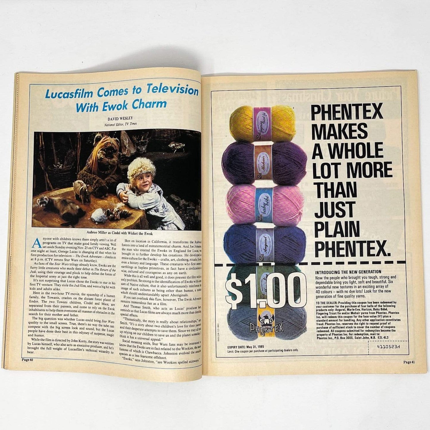 Vintage Other Star Wars Non-Toy TV Times Magazine Ewok Movie - Canada (1985)