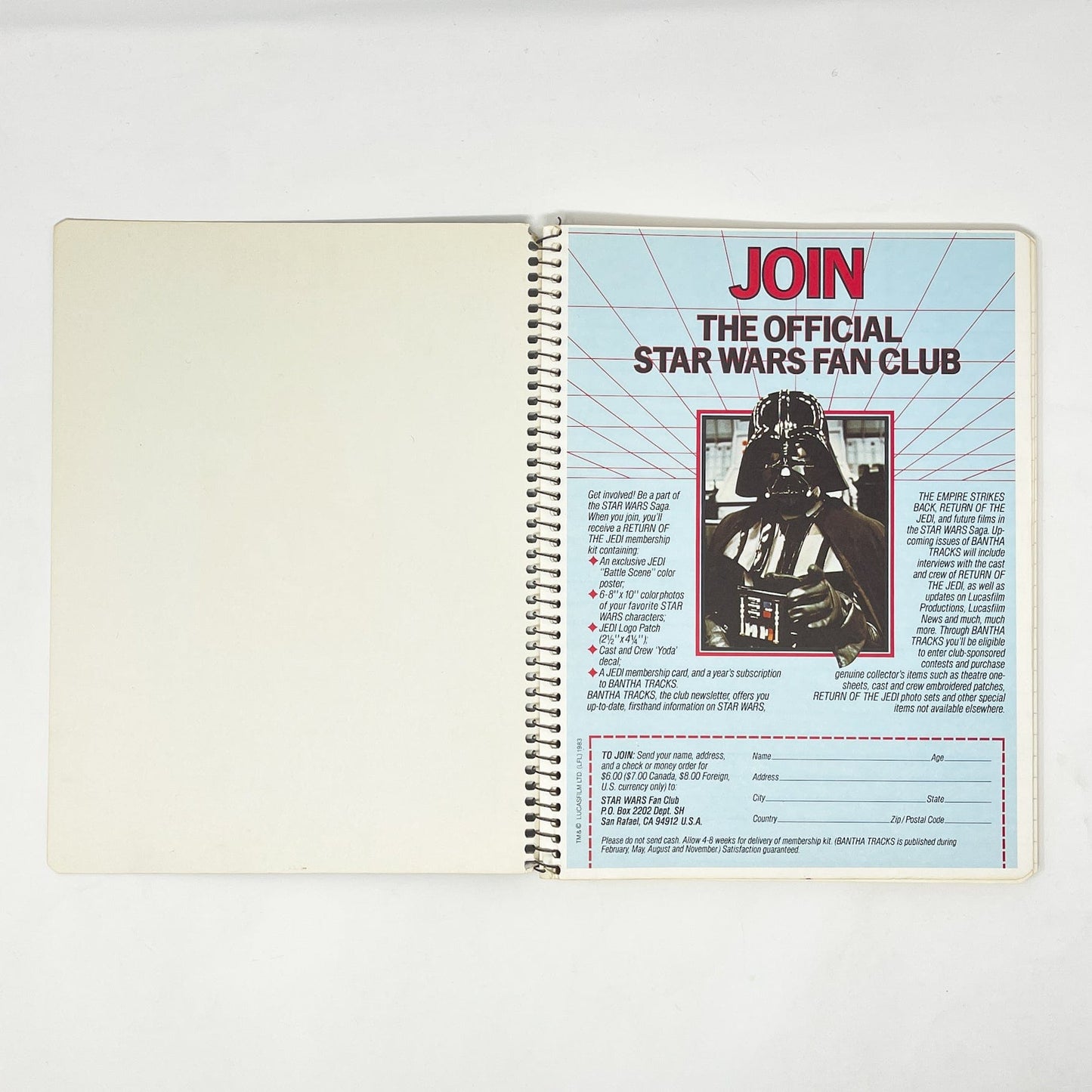 Vintage Stuart Hall Star Wars Non-Toy ROTJ Biker Scout Spiral Notebook