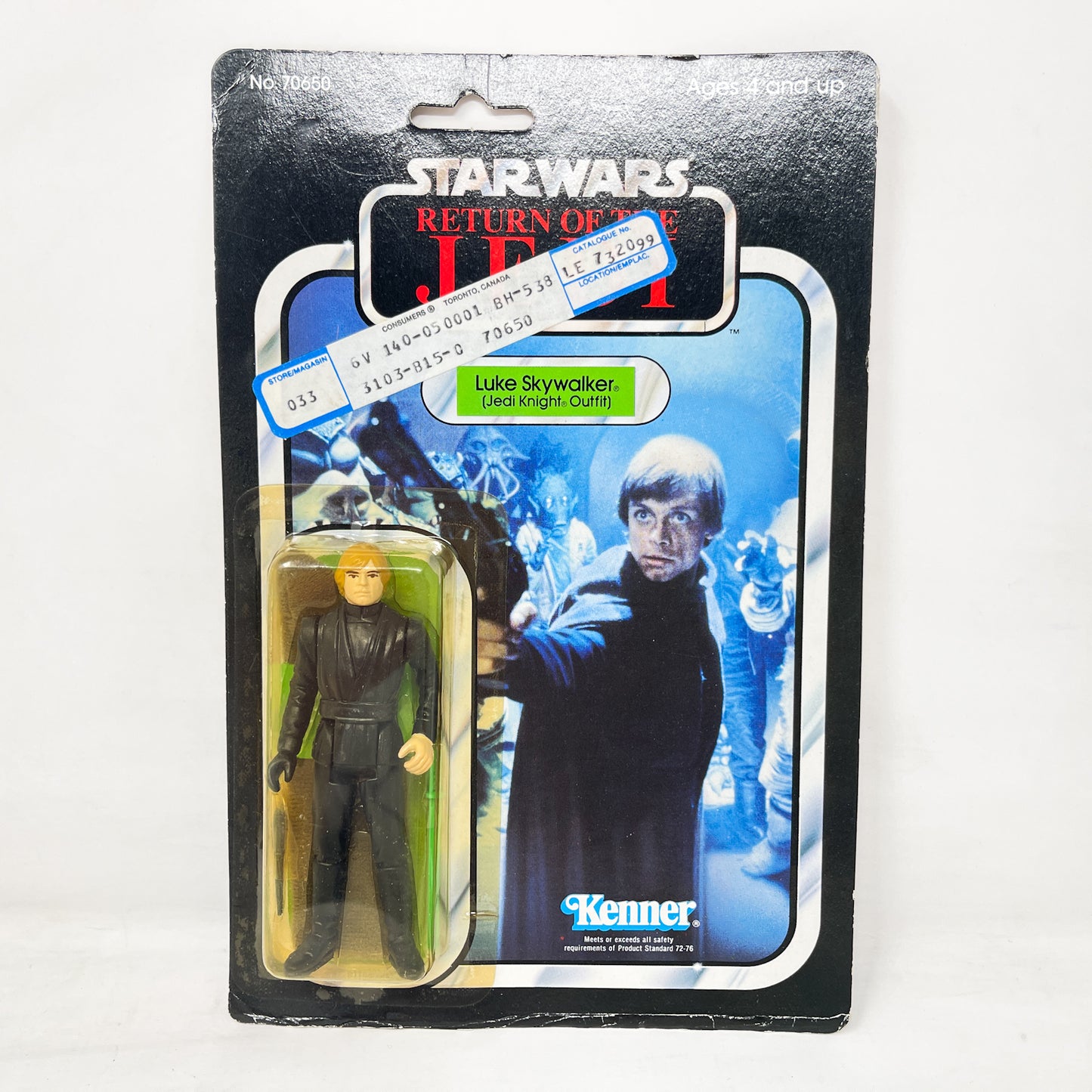 Luke Skywalker Jedi Kinight 65B Back - Mint on Card - Vintage Kenner (1983)
