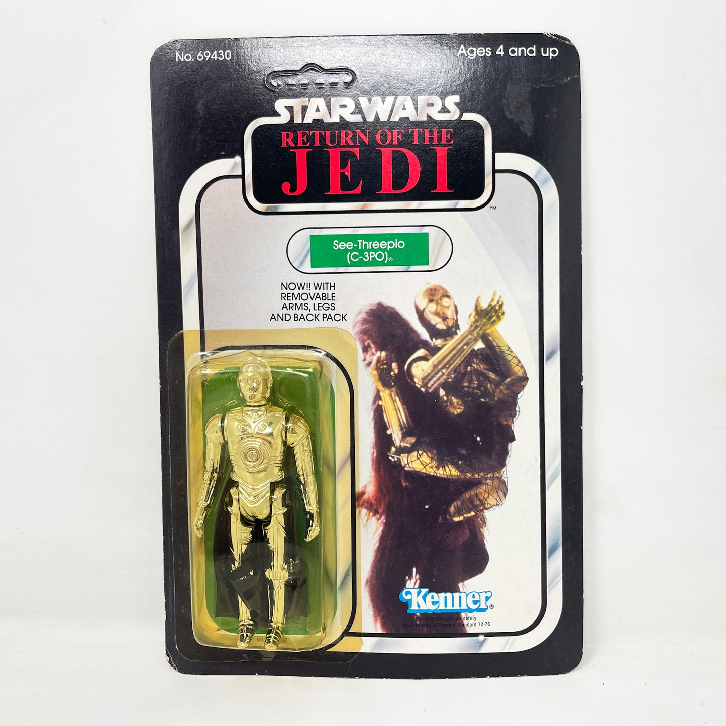 C-3PO Removable Limbs TSUKUDA ROTJ 65B-back  - Mint on Card - Vintage Kenner (1983)
