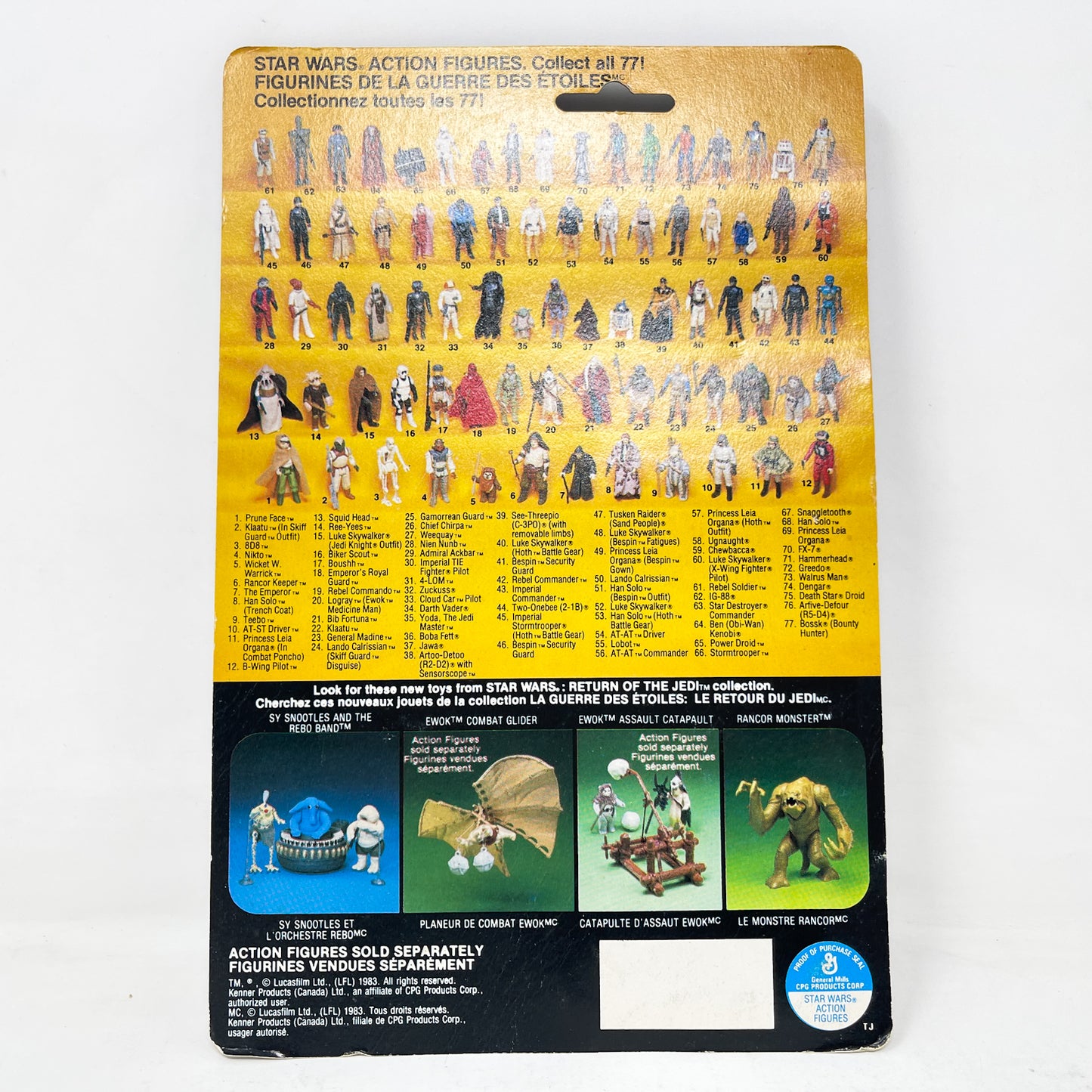 Rancor Keeper Canadian ROTJ 77A-back - Mint on Card - Vintage Kenner (1983)