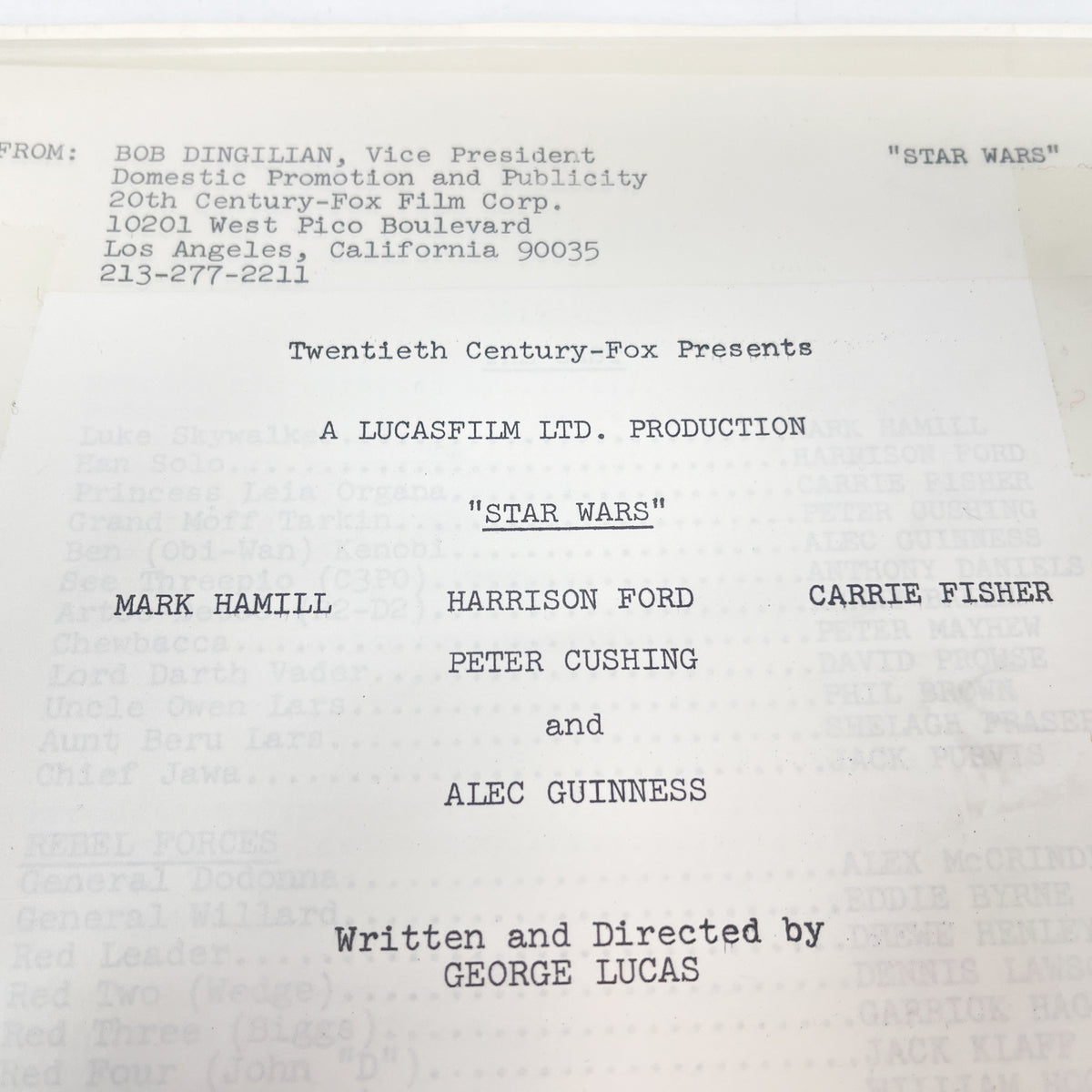 Star Wars Movie Press Kit Summer 1978 - Vintage