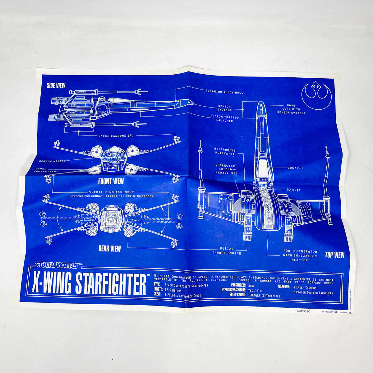 Electronic X-Wing Fighter - POTF2 Hasbro 1995 Star Was Vehicle - Open Box