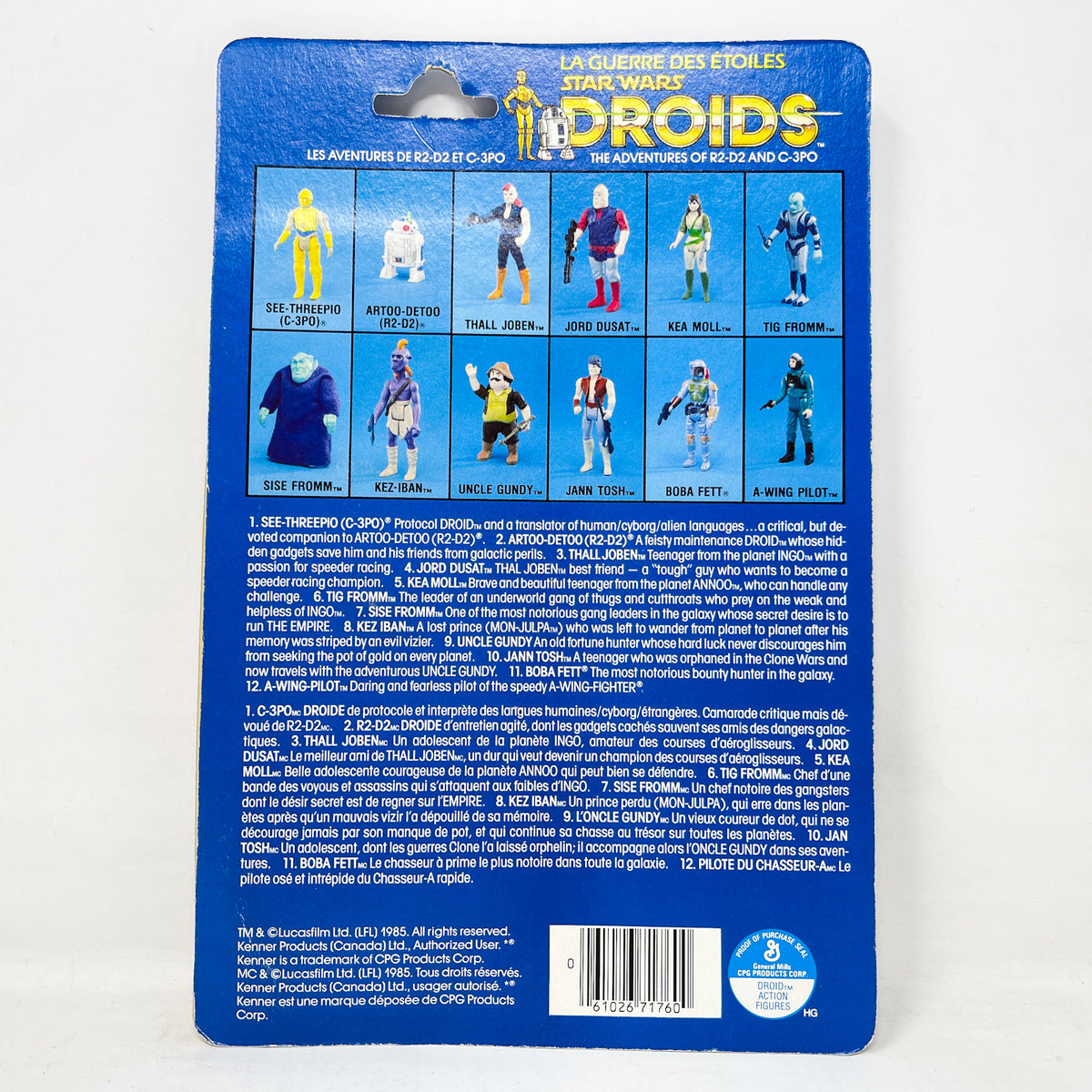 Droids Thall Joben  - Mint on Canadian Card - Vintage Kenner (1985)