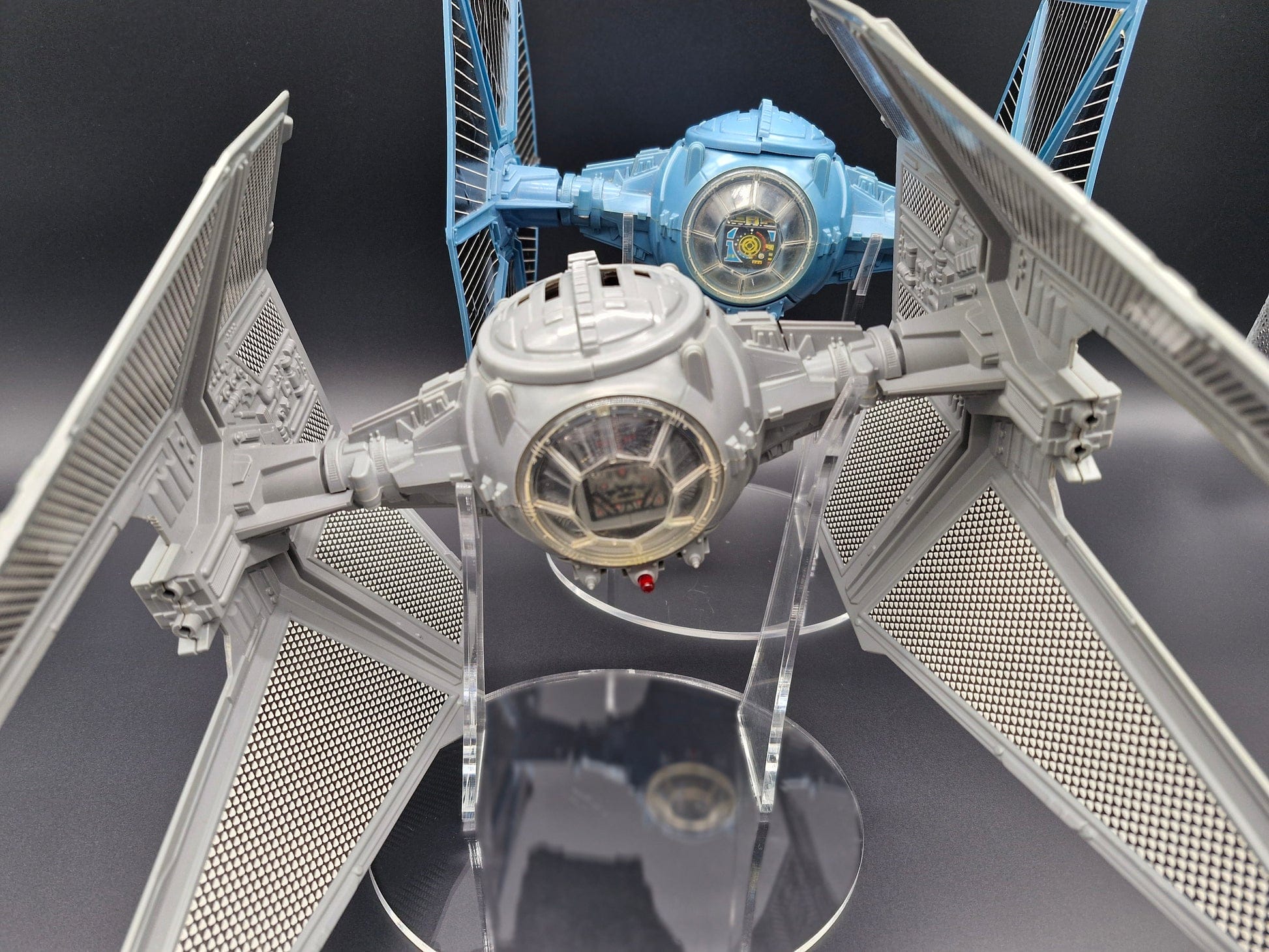 Vintage 4th Moon Toys Star Wars Supplies Acrylic Display Stand for TIE Fighter (Vintage White, Vader, Interceptor & POTF2)