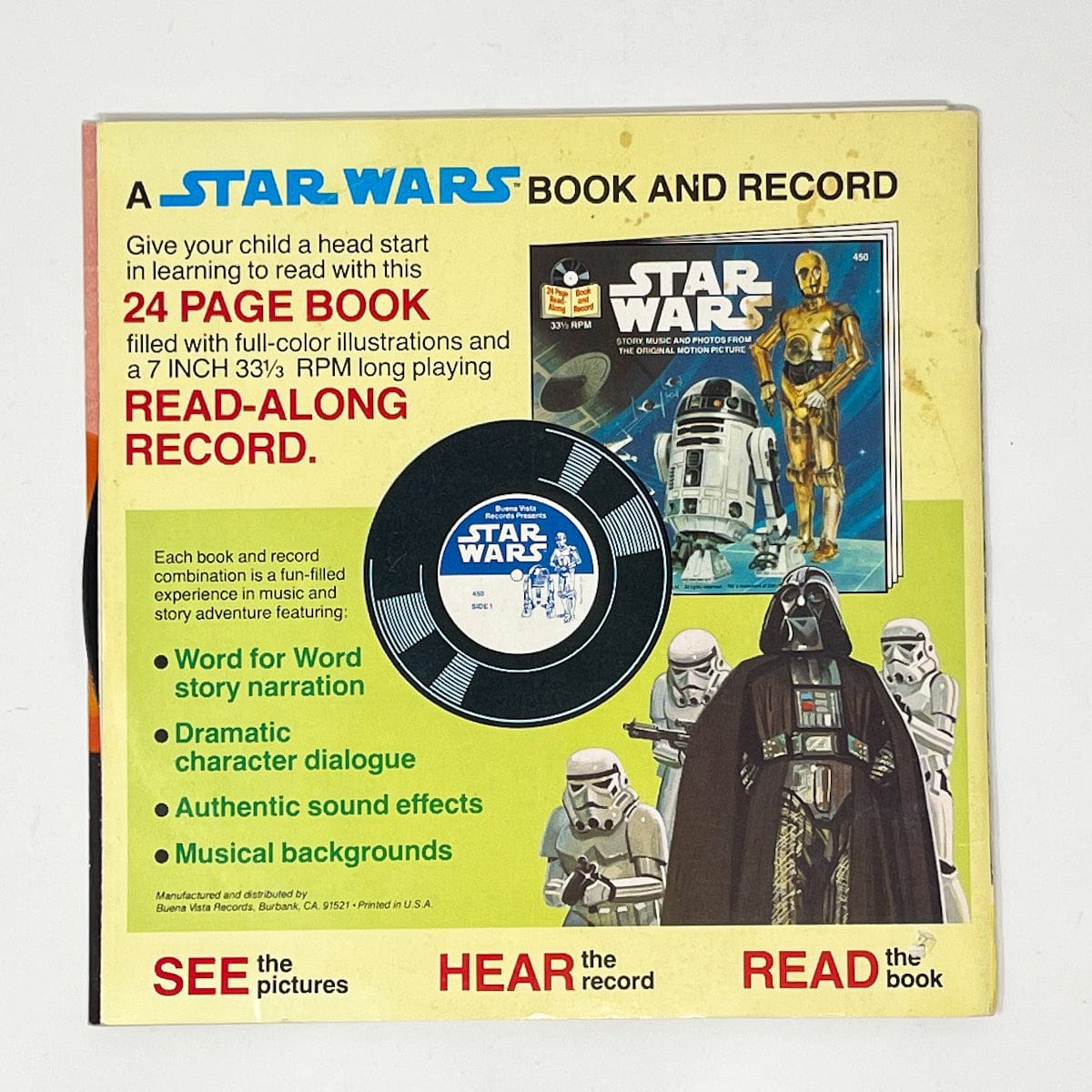 Vintage Buena Vista Star Wars Vinyl Droid World Read-A-Long Book (1983)