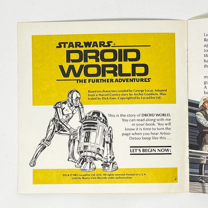 Vintage Buena Vista Star Wars Vinyl Droid World Read-A-Long Book (1983)