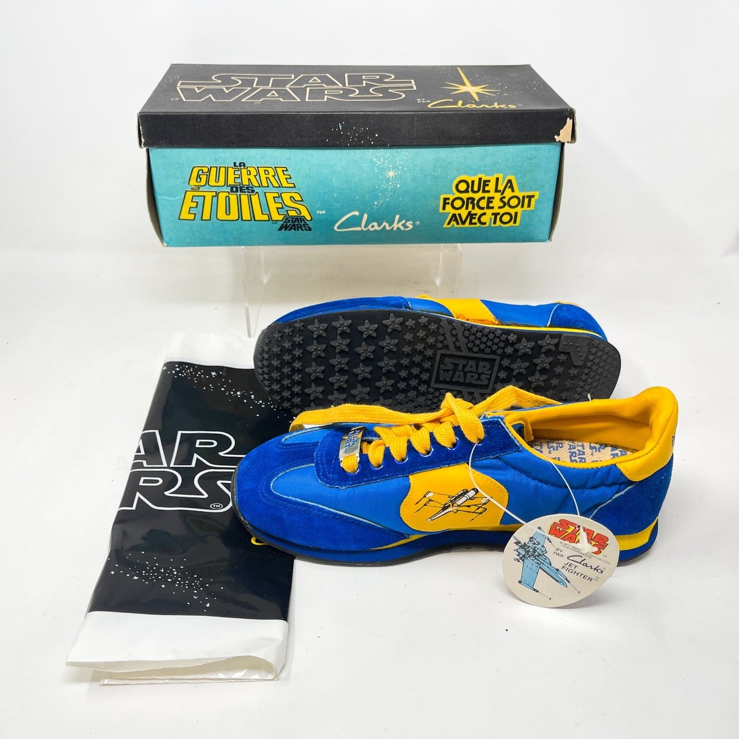 Vintage Clarks Star Wars Non-Toy Clarks Royal Blue X-Wing Shoes in Canadian Box in Box w/ Tag