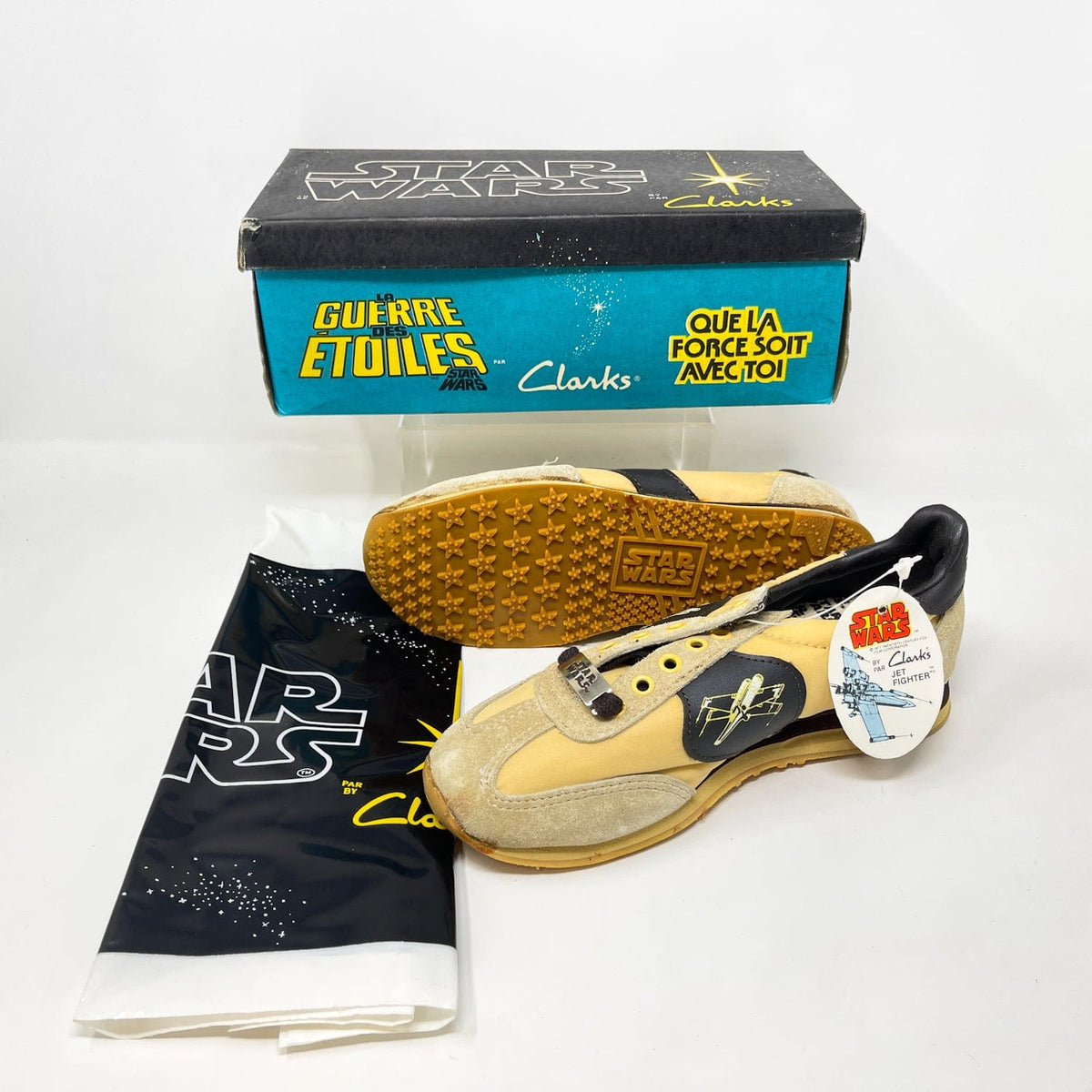 Clarks Yellow Accent Shipping Box Label Clarks X-Wing Shoes in Canadian Box w/ Tag Vintage Star Wars  main image 3