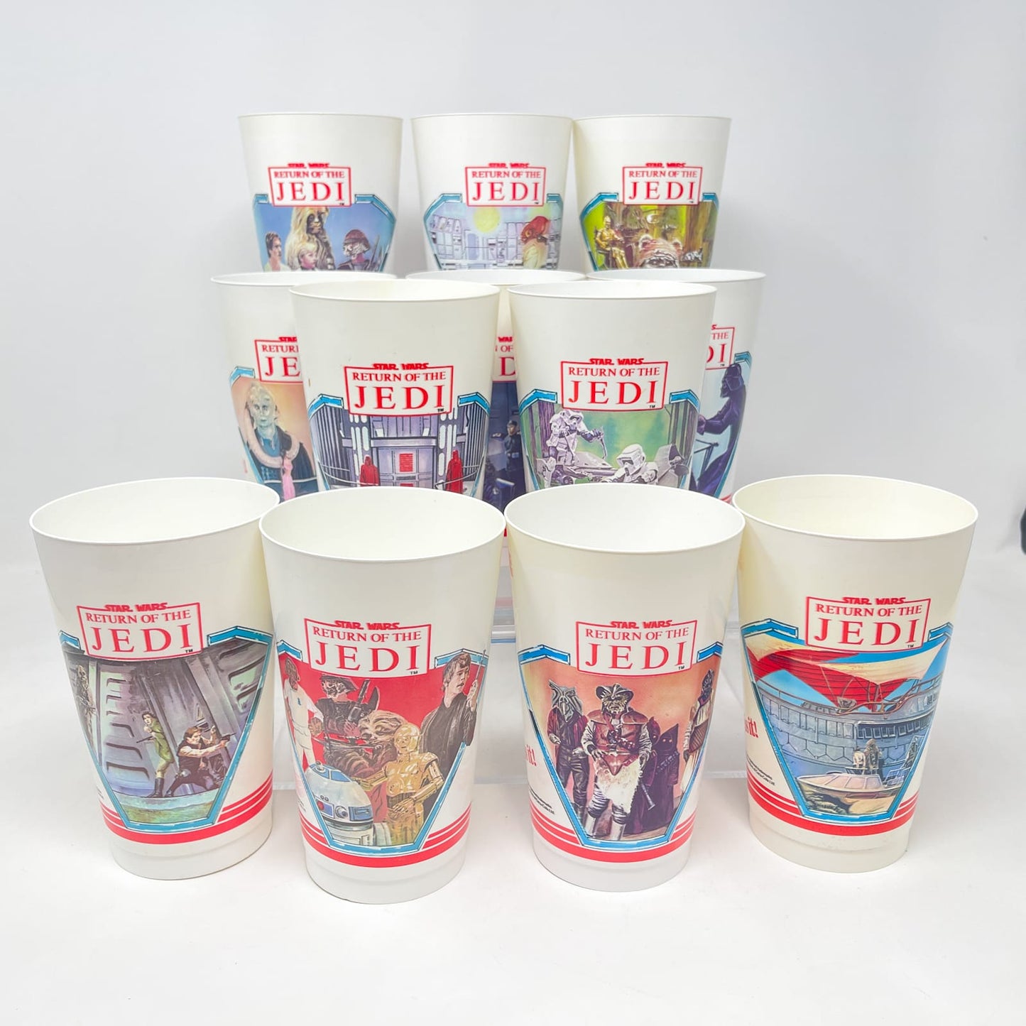 Vintage Coca-Cola Star Wars Non-Toy Canadian 7-11 ROTJ Cups - Set of 12 - Vintage (1983)