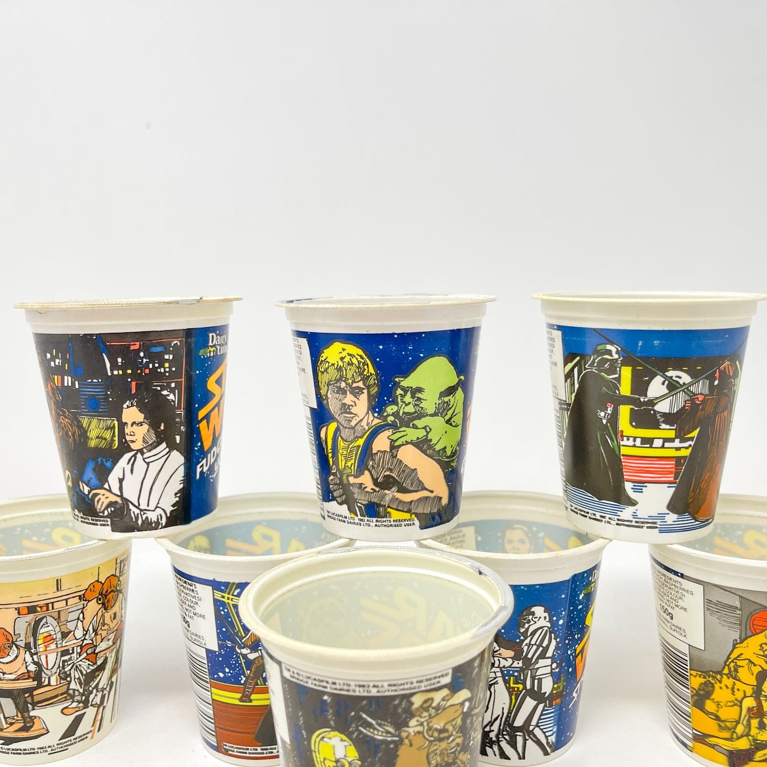Vintage Coca-Cola Star Wars Non-Toy Dairy Time Yoghurt Pots - UK - Complete set of 8