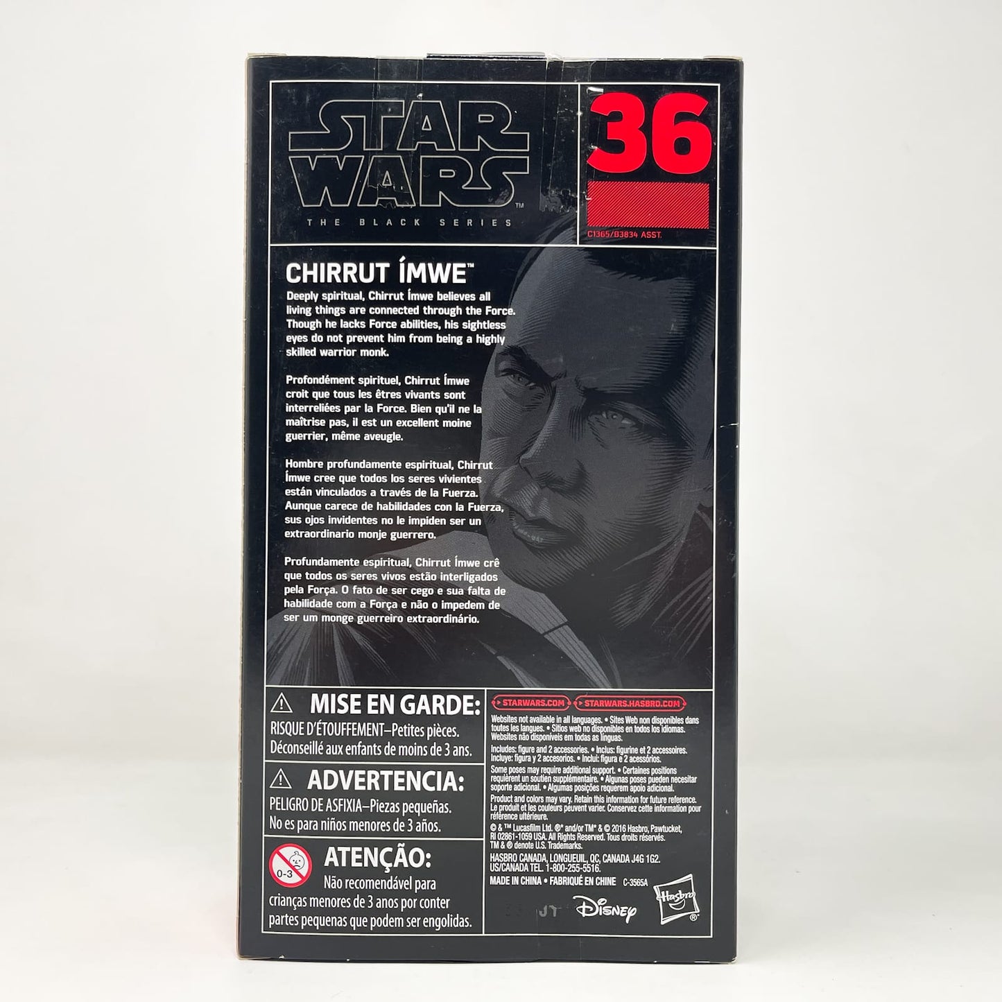 Vintage Hasbro Star Wars Black Series Sealed Figures Chirrut Imwe (Rogue One) #36 - Hasbro Black Series (2016)