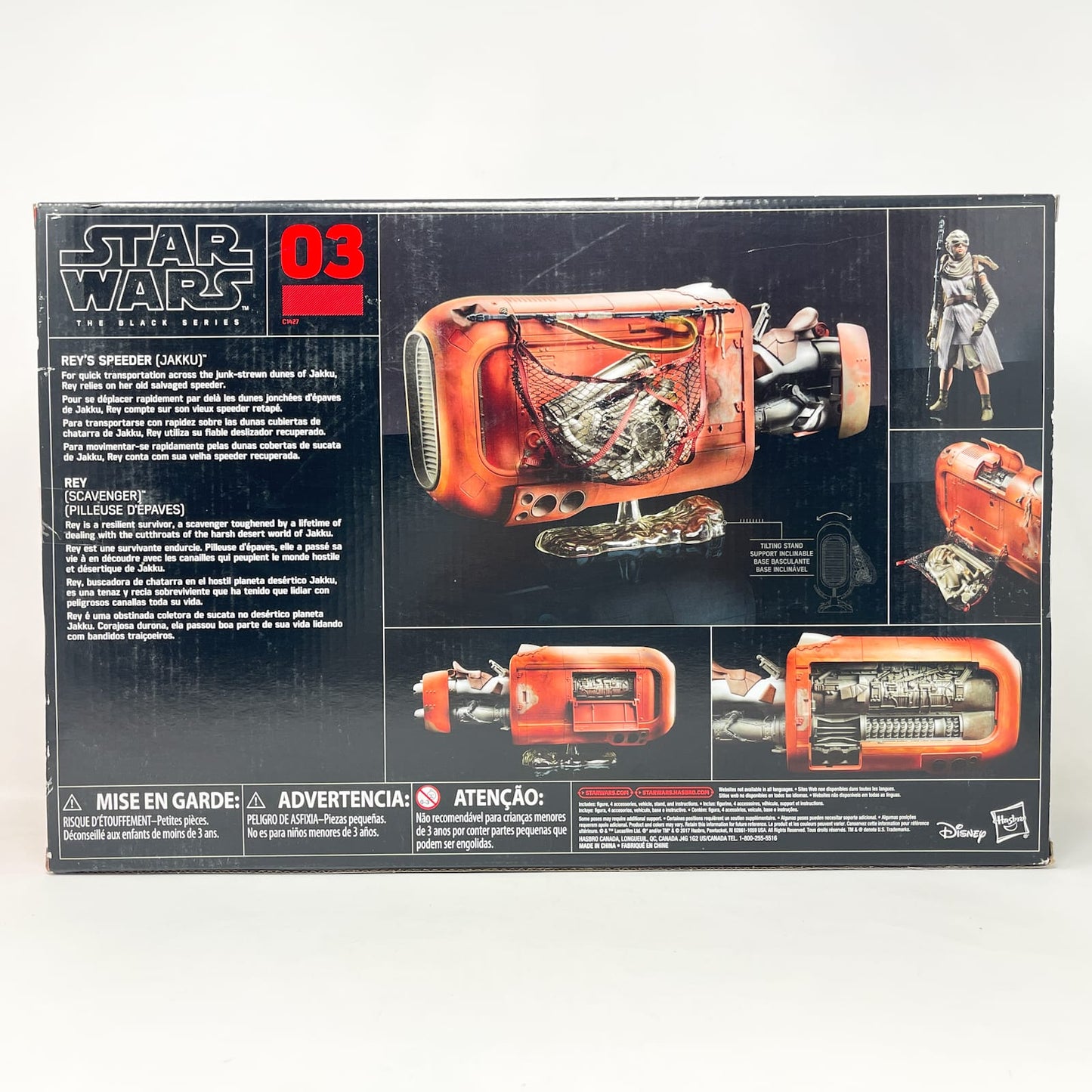 Vintage Hasbro Star Wars Black Series Sealed Figures Rey's Speeder (Jakku) with Rey (Scavenger) – Hasbro Black Series (2017)