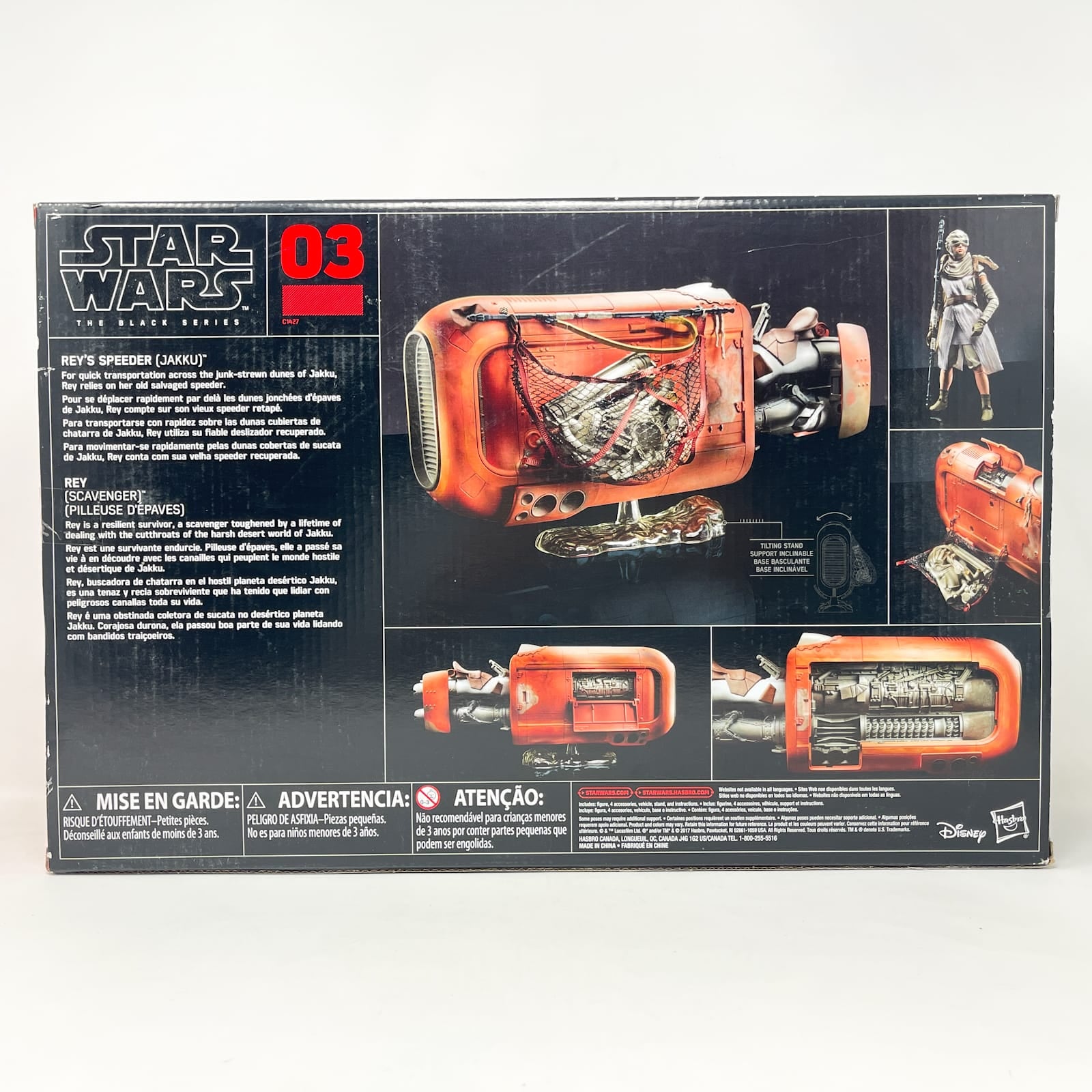 Vintage Hasbro Star Wars Black Series Sealed Figures Rey's Speeder (Jakku) with Rey (Scavenger) – Hasbro Black Series (2017)