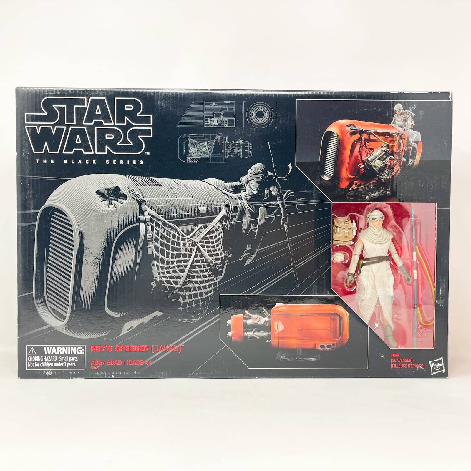 Vintage Hasbro Star Wars Black Series Sealed Figures Rey's Speeder (Jakku) with Rey (Scavenger) – Hasbro Black Series (2017)
