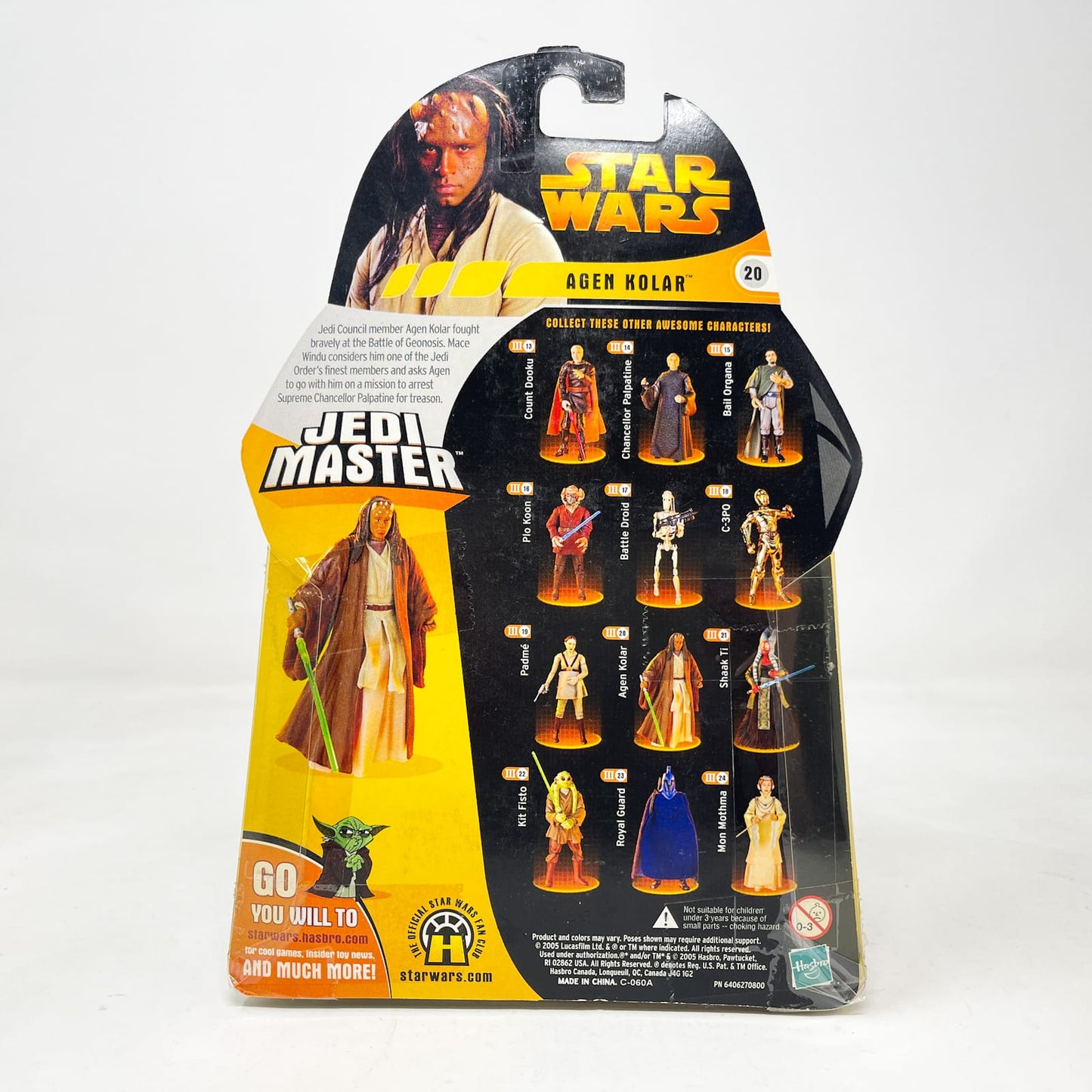 Vintage Hasbro Star Wars Mid MOC Agen Kolar (Jedi Master) #20 - Hasbro ROTS 2005