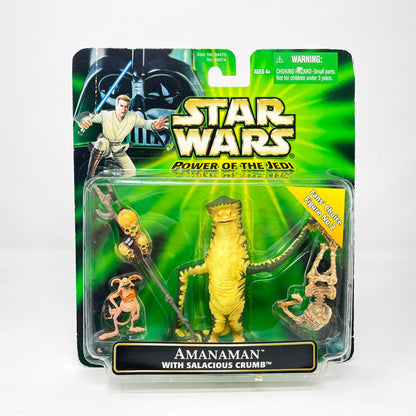 Vintage Hasbro Star Wars Mid MOC Amanaman with Salacious Crumb - Hasbro Power of the Jedi (POTJ) Star Wars Action Figure