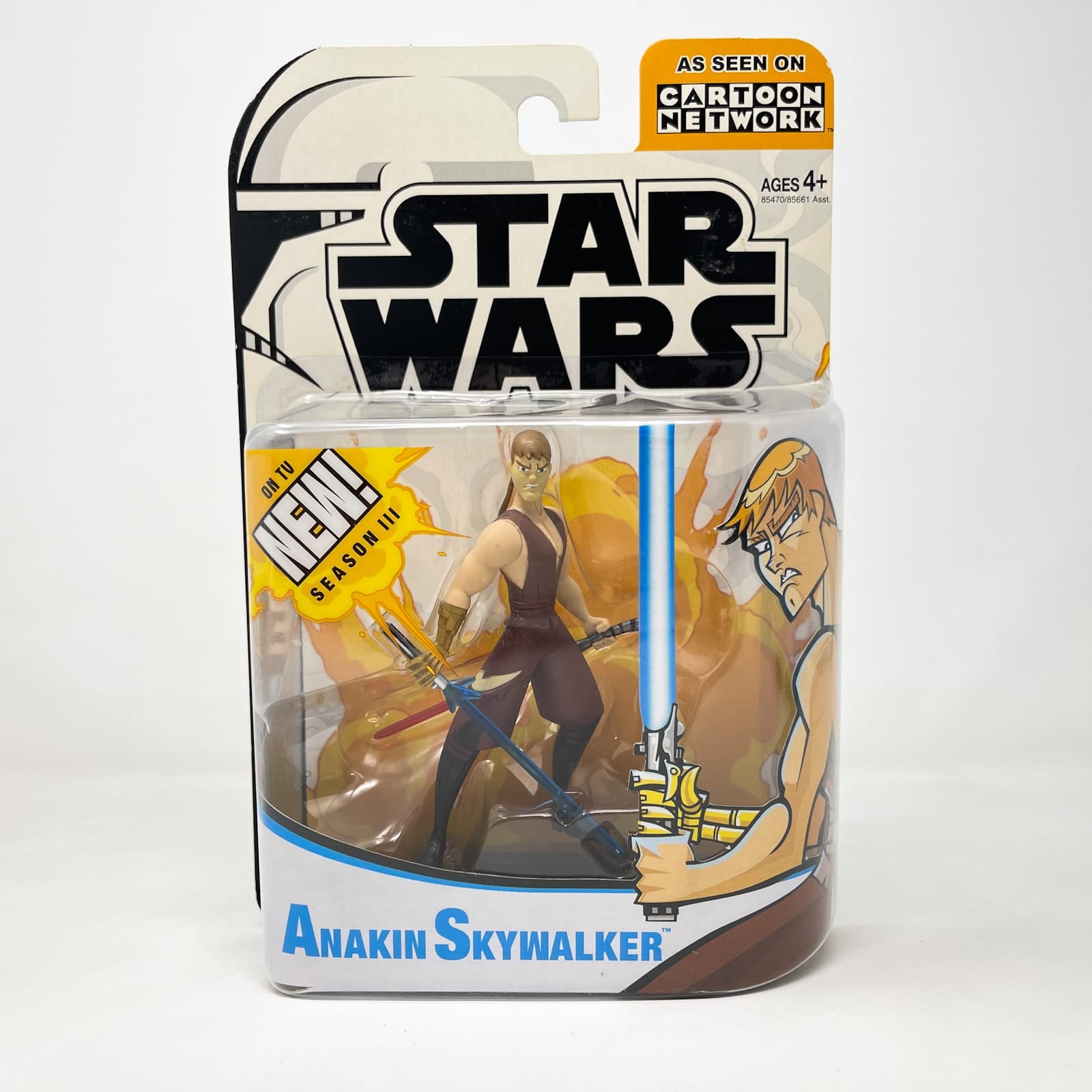 Vintage Hasbro Star Wars Mid MOC Anakin Skywalker - Battle Damage (2005) - Hasbro Tarkovsky Clone Wars Animated Figure MOC