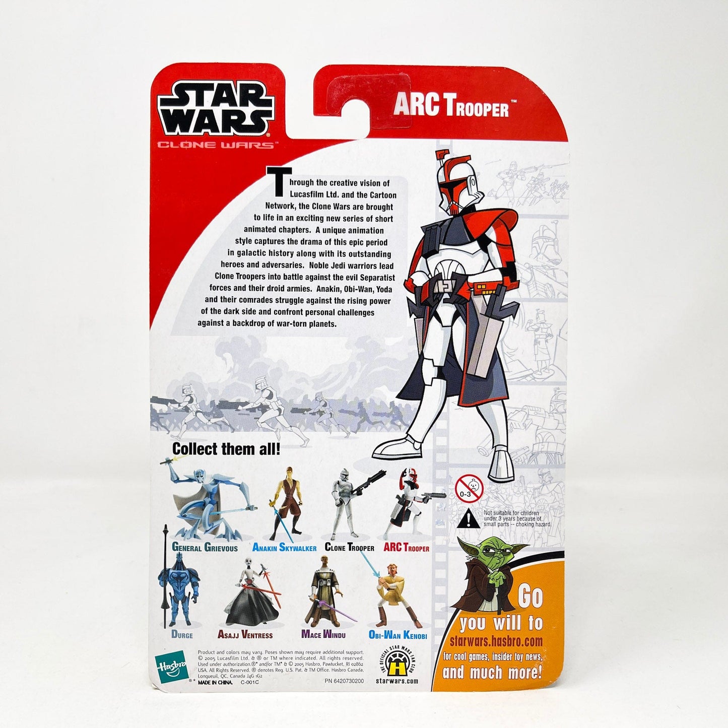 Vintage Hasbro Star Wars Mid MOC ARC Trooper - Red Stripe (2003) - Hasbro Tarkovsky Clone Wars Animated Figure MOC