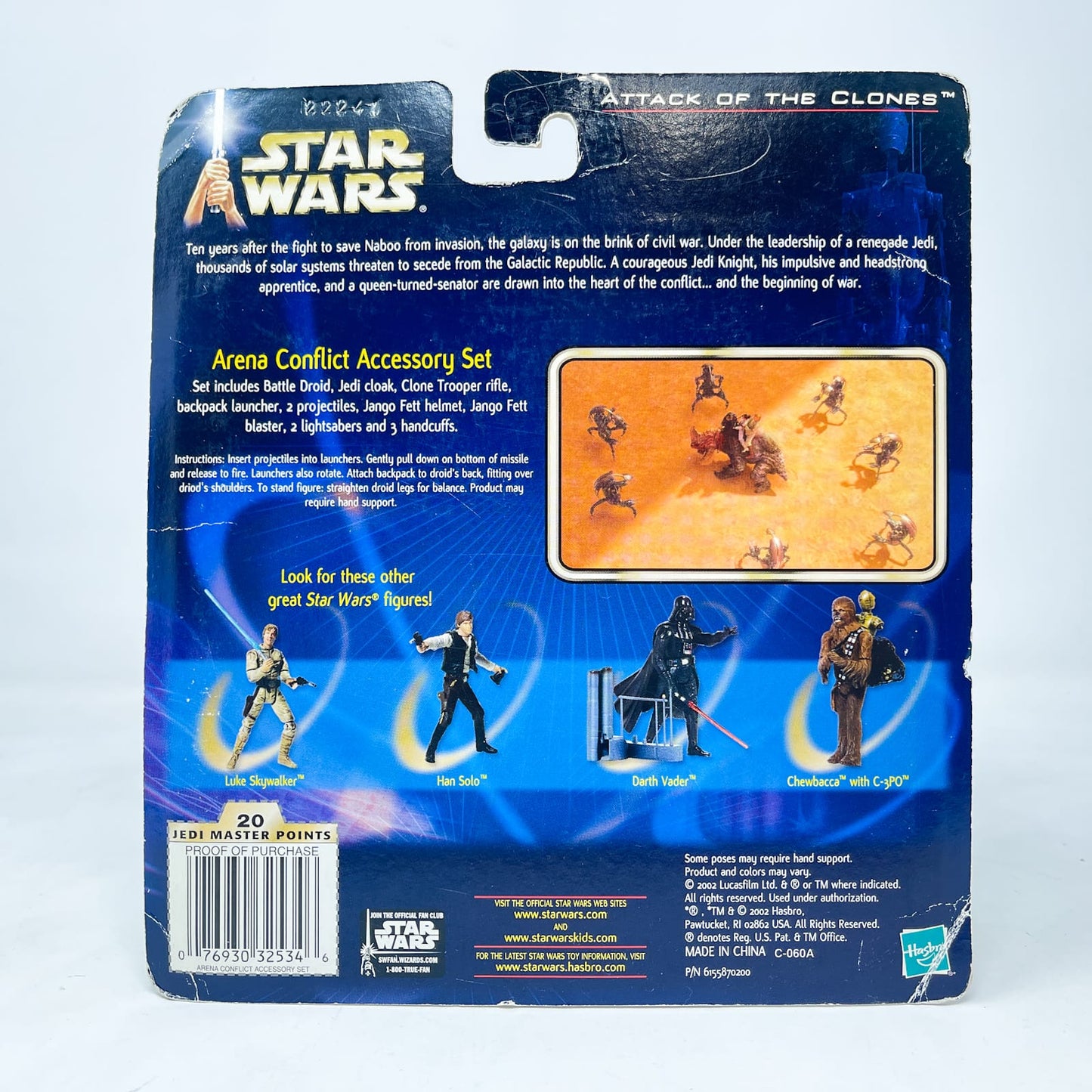 Vintage Hasbro Star Wars Mid MOC Arena Conflict Accessory Set with Battle Droid - Hasbro SAGA Series 3.75" (2002)