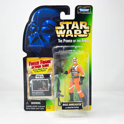 Vintage Hasbro Star Wars Mid MOC Biggs Darklighter (with Blaster Pistol)   – Hasbro Star Wars Power of the Force (1998)